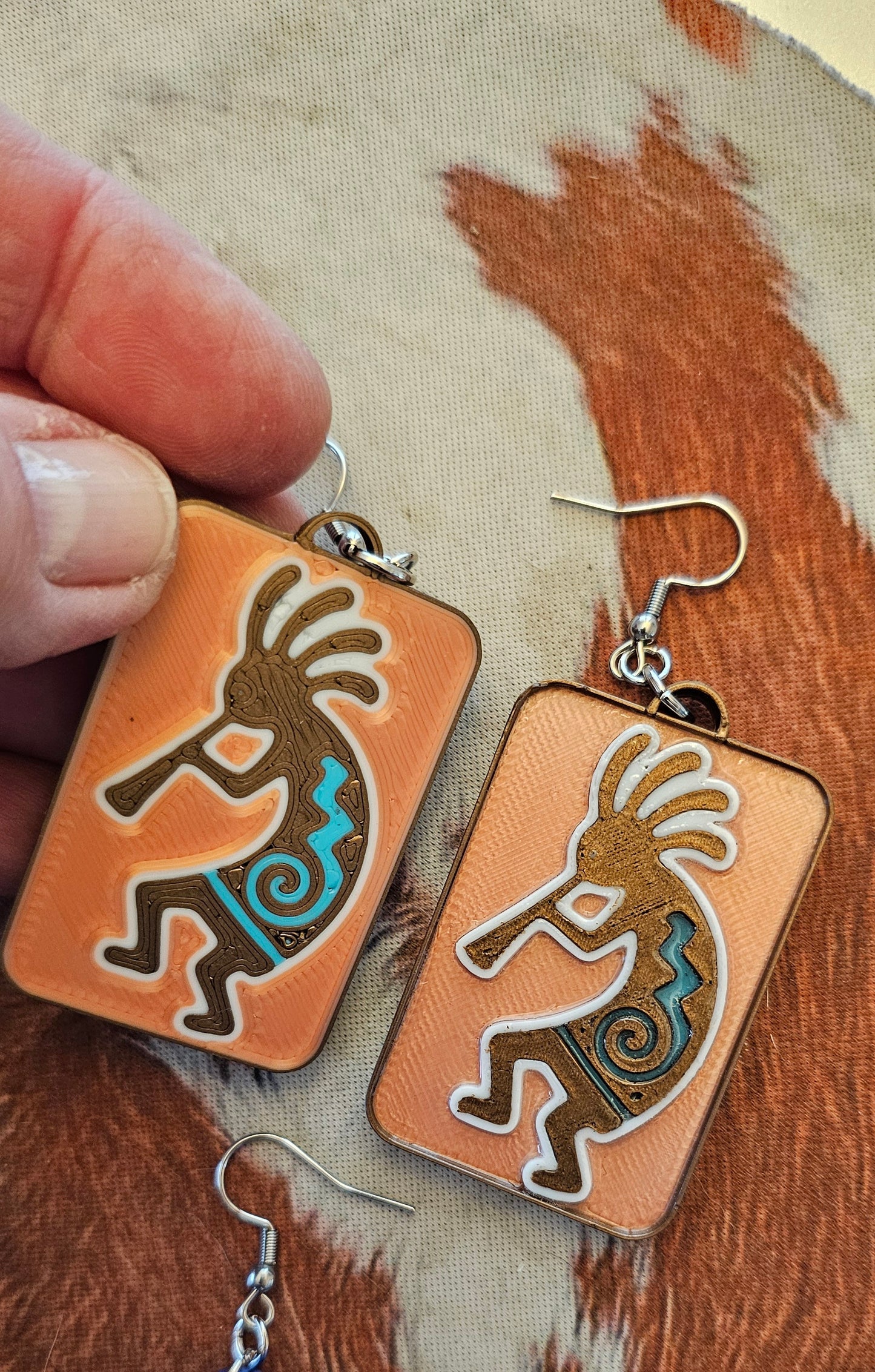 Baha Ranch 3D Print Kokopelli New Mexico Earrings Made in Americax