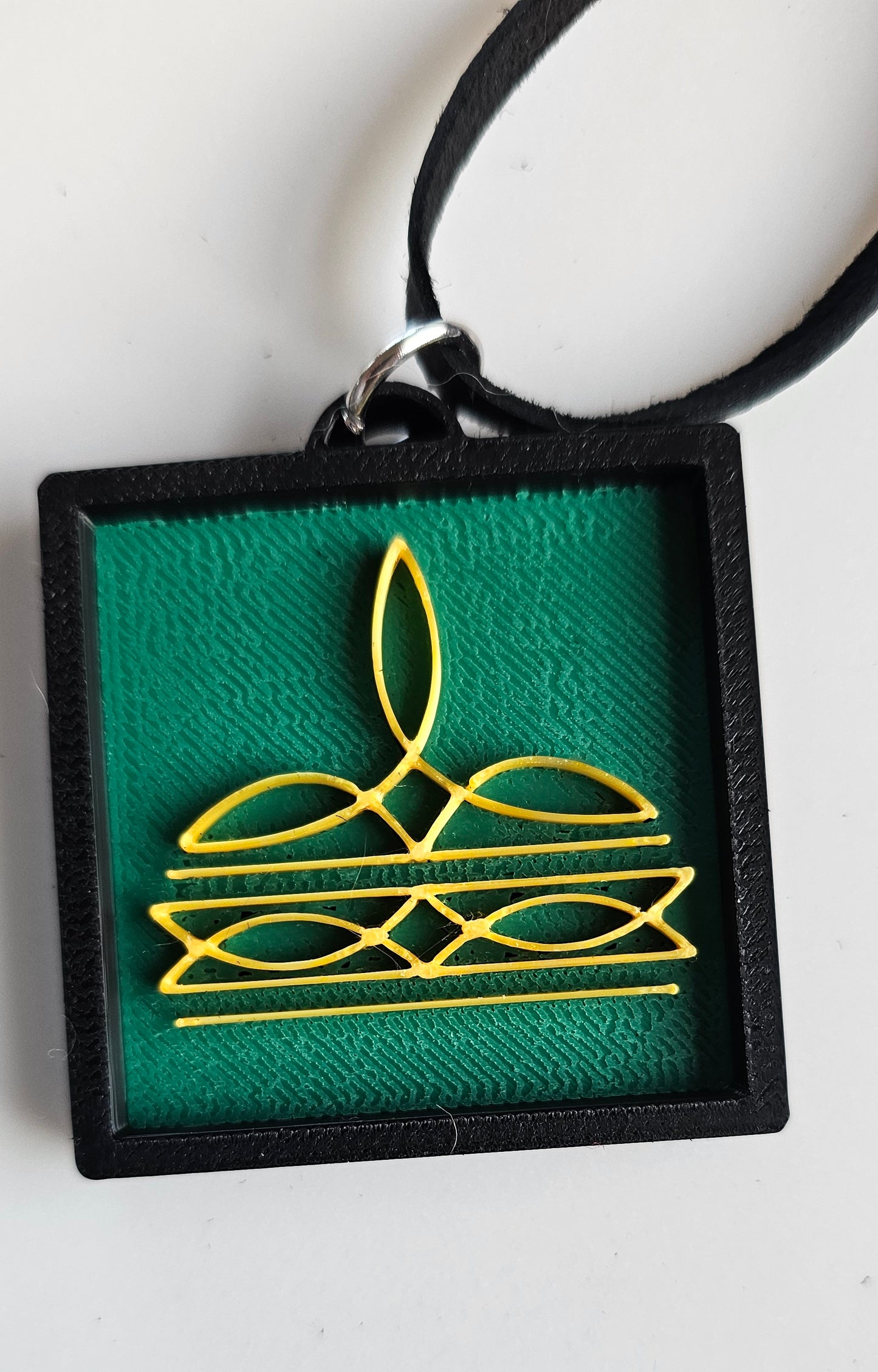 3D Print Picture Necklace on Deerskin Leather Western Bootstitch Made in America