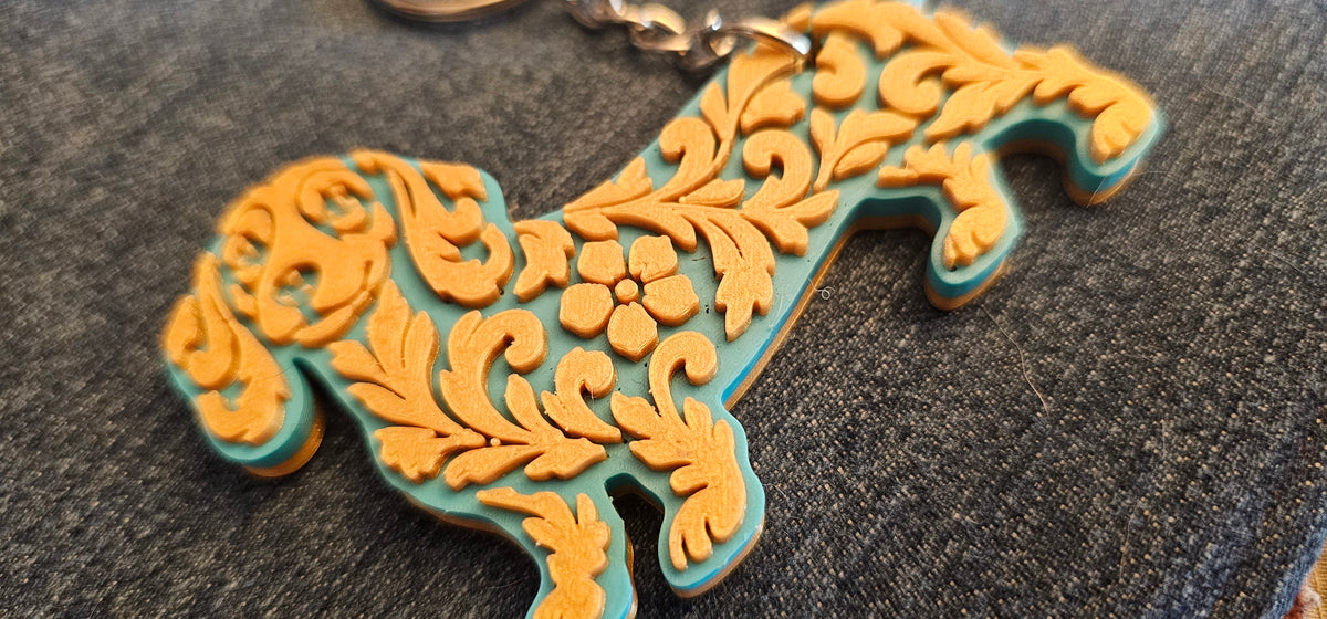 3D Print Dachshund Weiner Dog Tooled Keychain Made in America