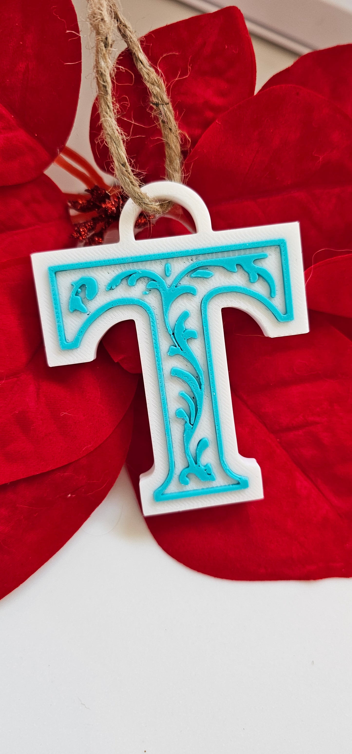 3D Print Tooled Leather Look Initial Ornament Choice of Colors
