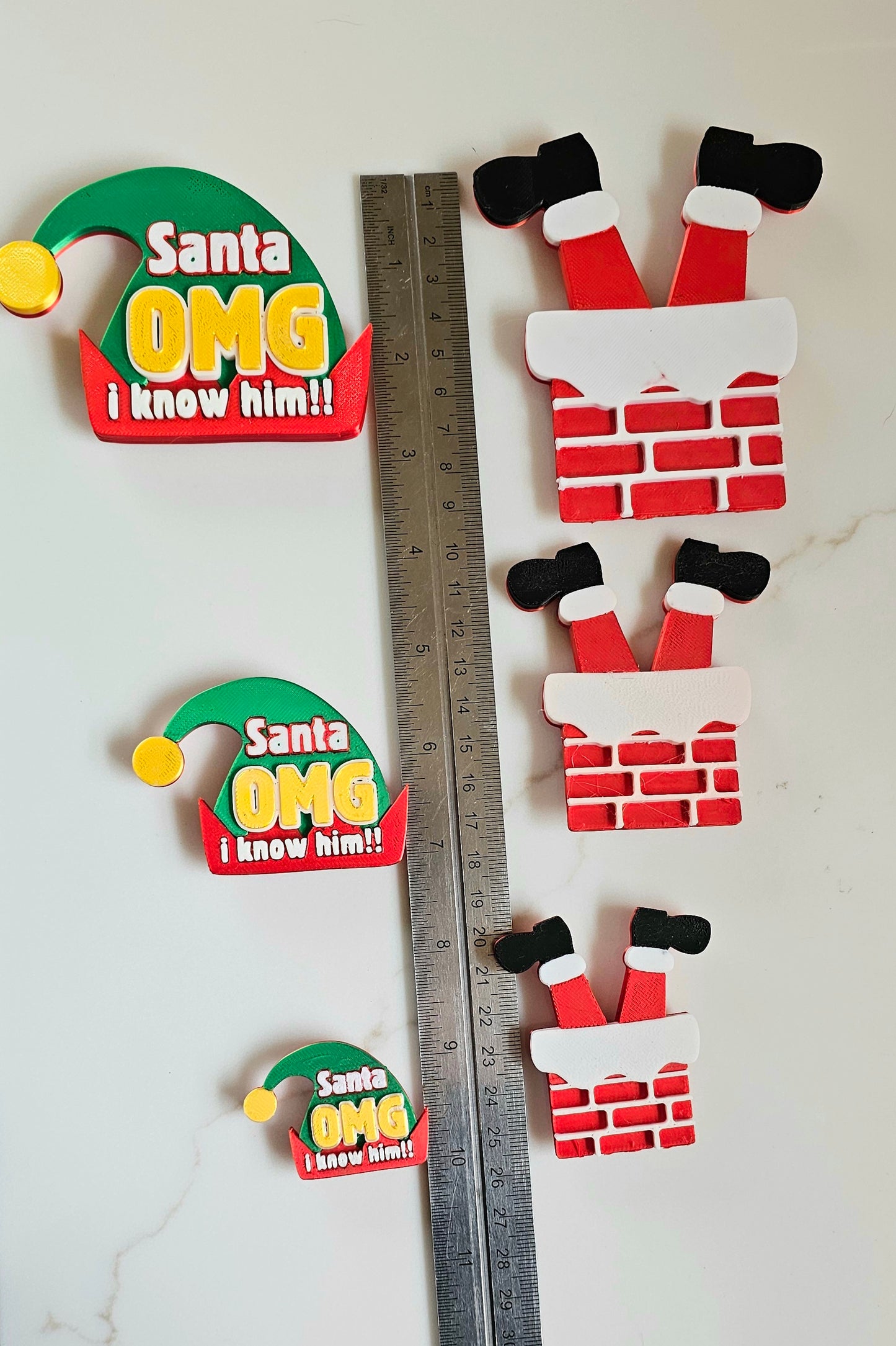 set of 2 Santa Elf I Know Him Hat Magnets Christmas Made in America Choice of Sizes