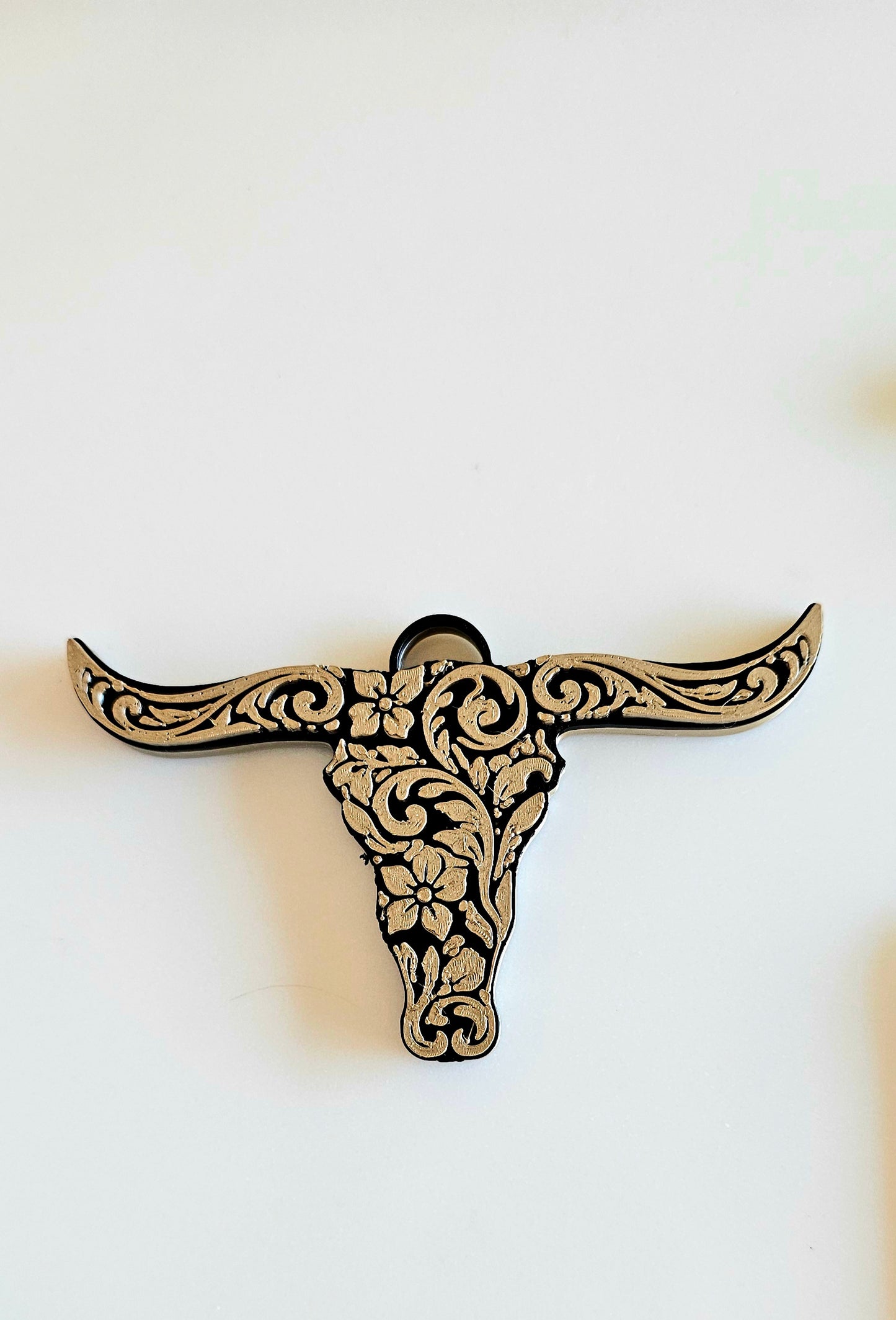 3d Print Tooled Longhorn Keychain or Purse Charm Ornament - Made in America - choice of colors