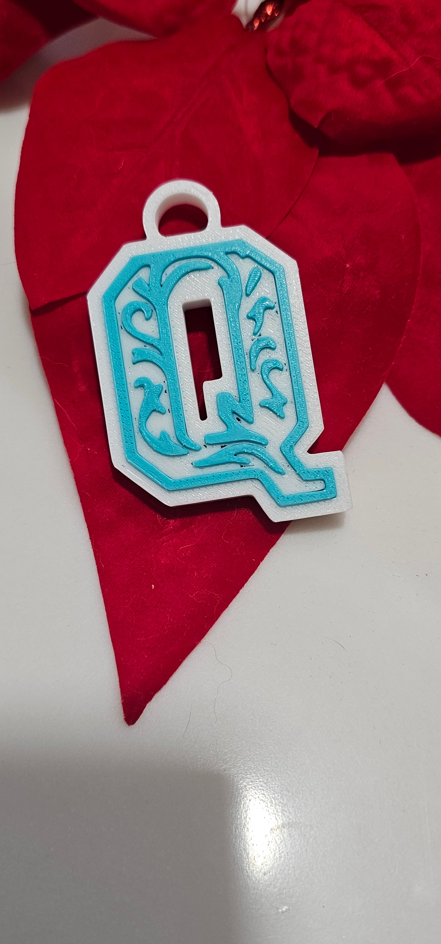 3D Print Tooled Leather Look Initial Pendant on Leather Necklace Made in America