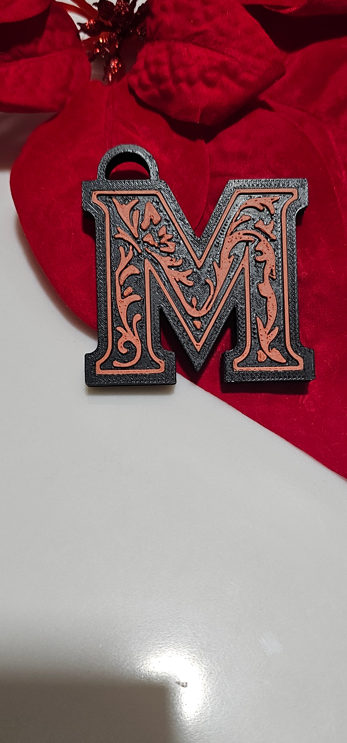 3D Print Tooled Leather Look Initial Pendant on Leather Necklace Made in America