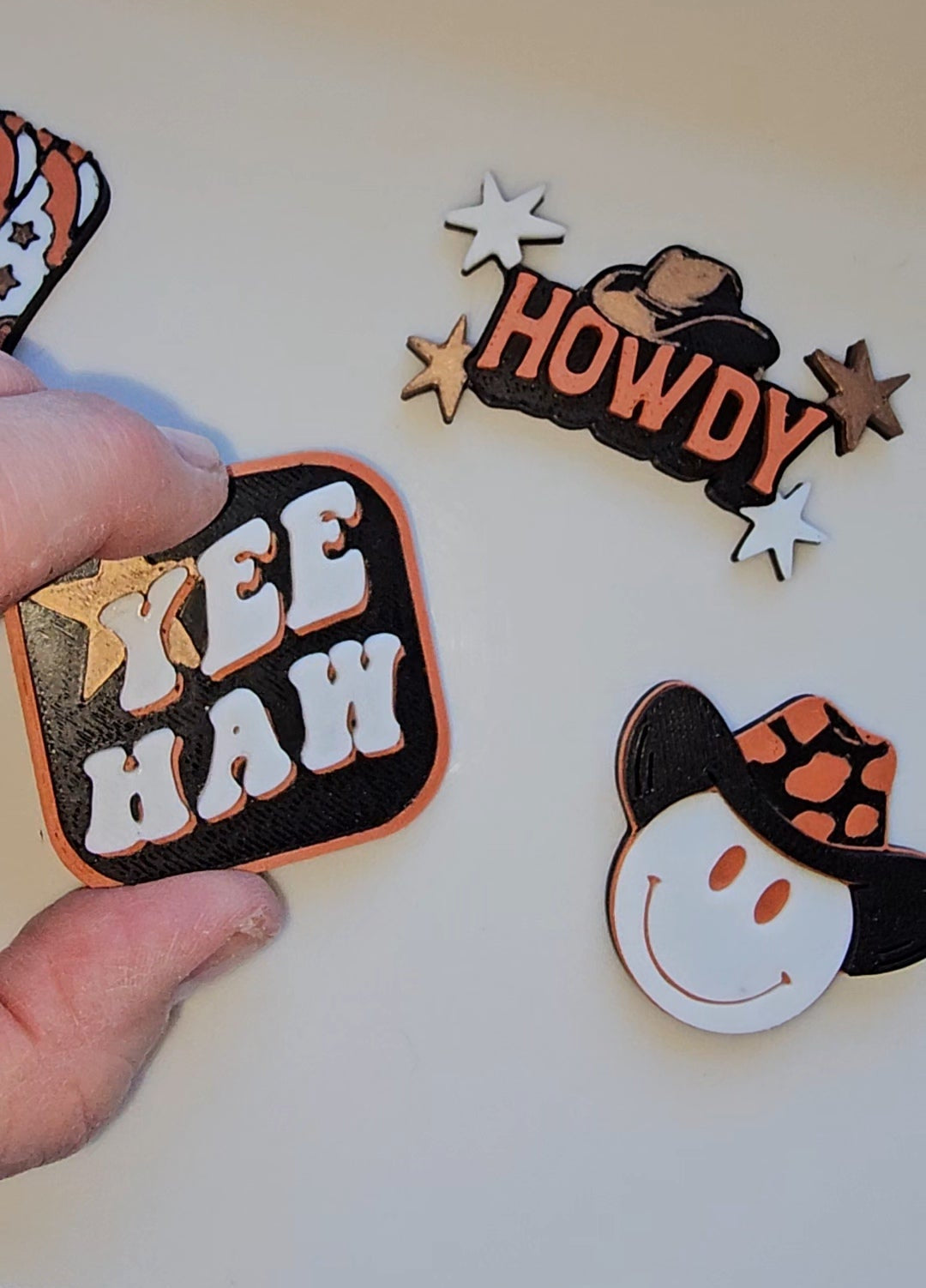 Set of 4 3D Print Western Cowboy Yeehaw Howdy Hat Pins Made in America