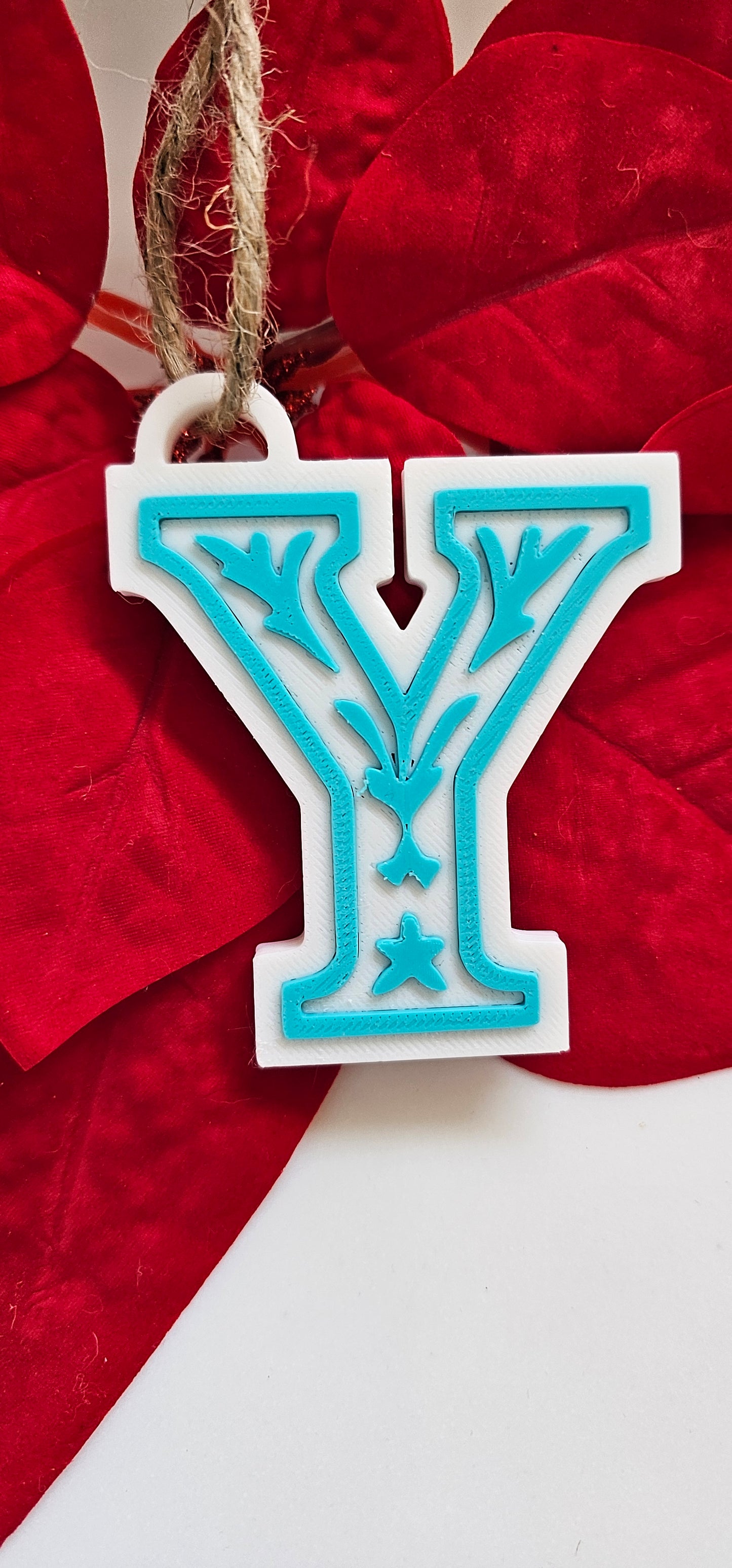 3D Print Tooled Leather Look Initial Ornament Choice of Colors