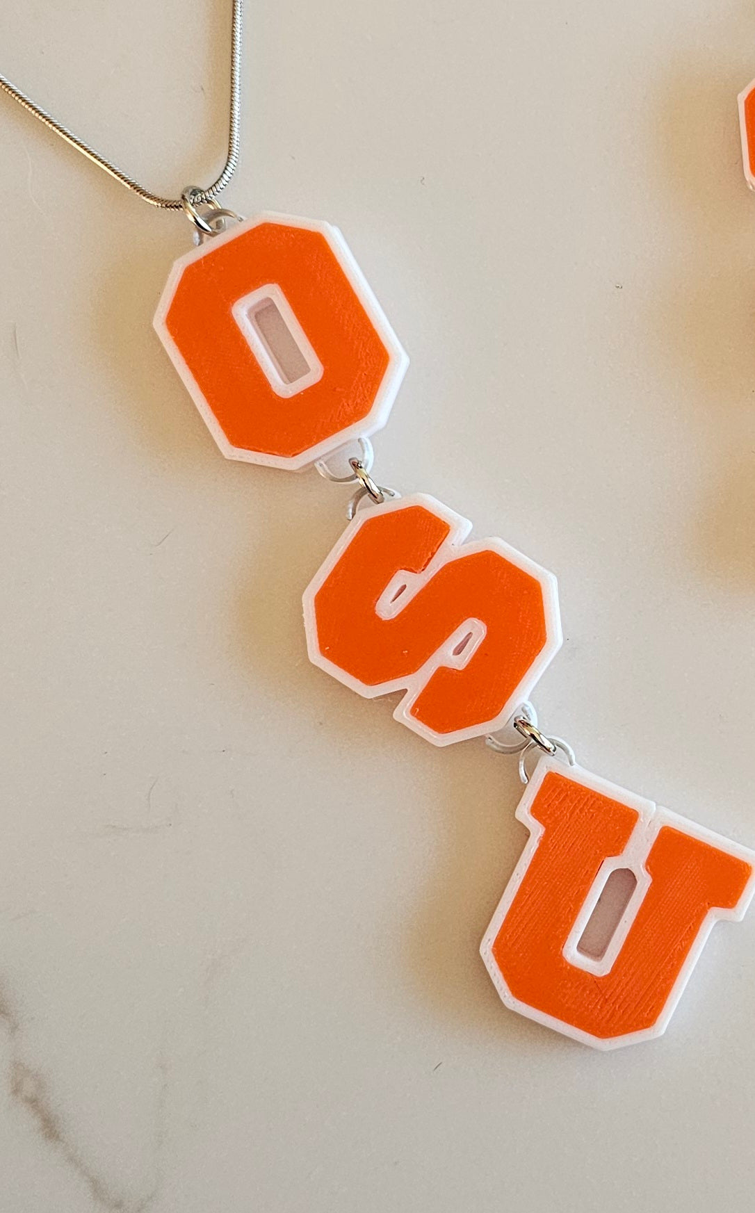 OSU College Oklahoma University Collegiate Letter Necklace Earrings