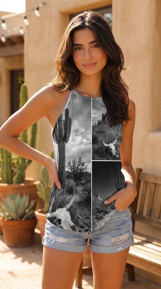 Baha Ranch Black White Desert Tank Top