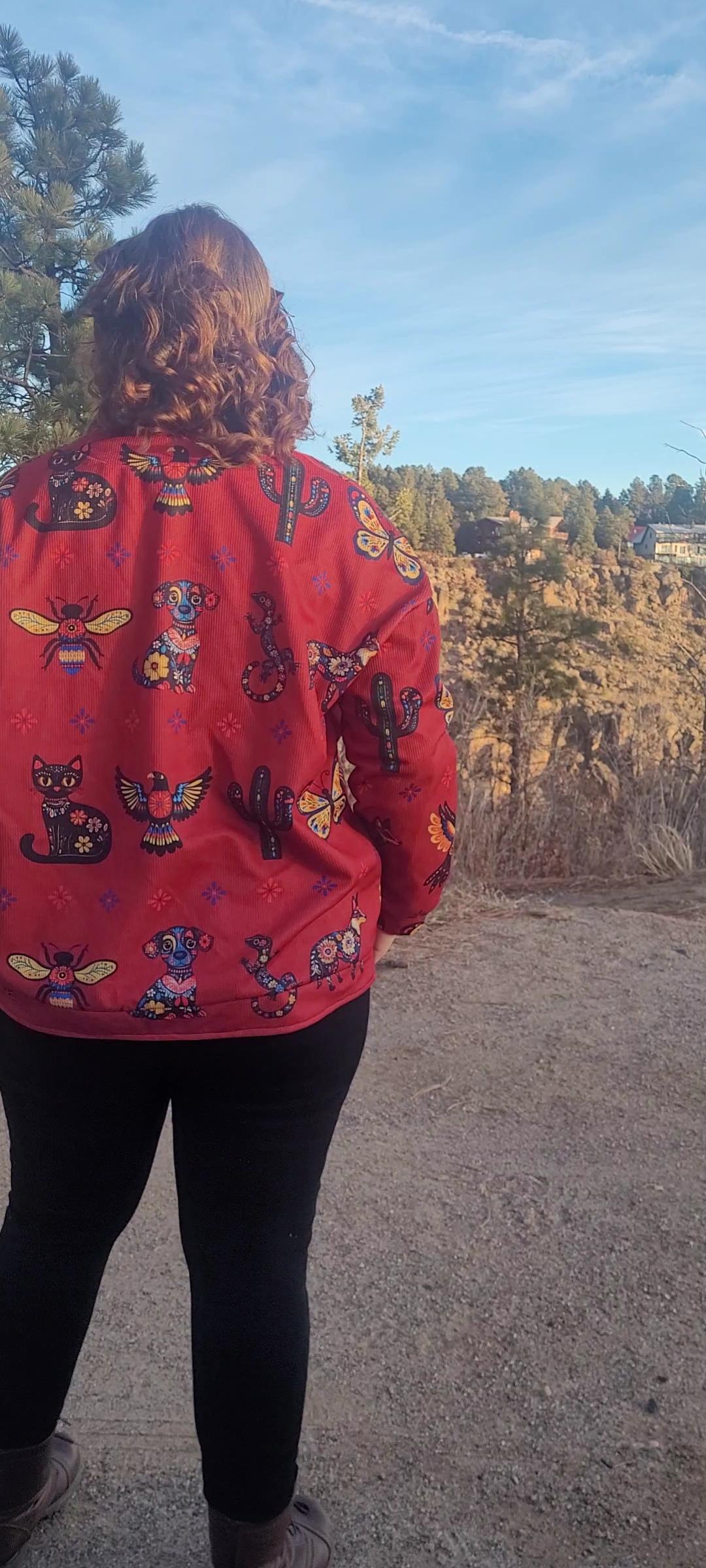 Colores de Mexico Talavera Floral Animals Drop Shoulder Cardigan