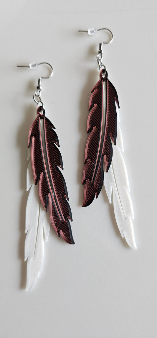 3D Print Double Feather Boho Earrings Made in America