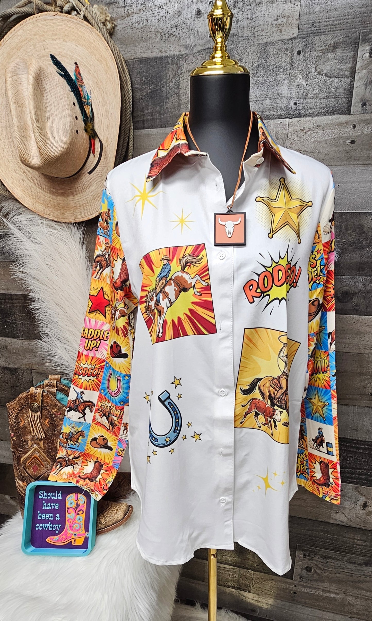 Baha Ranch The Comic Corral Western Rodeo Blouse