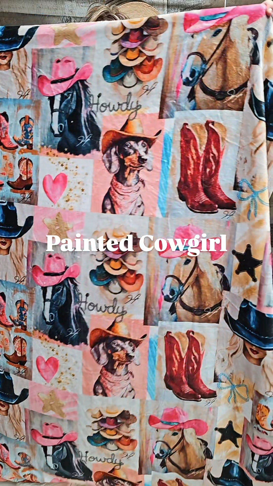 Danilo Painted Cowgirl Collage Throw Blanket 60" x 80" Ultra-Soft Micro Fleece Blanket 60" x 80" Made in America