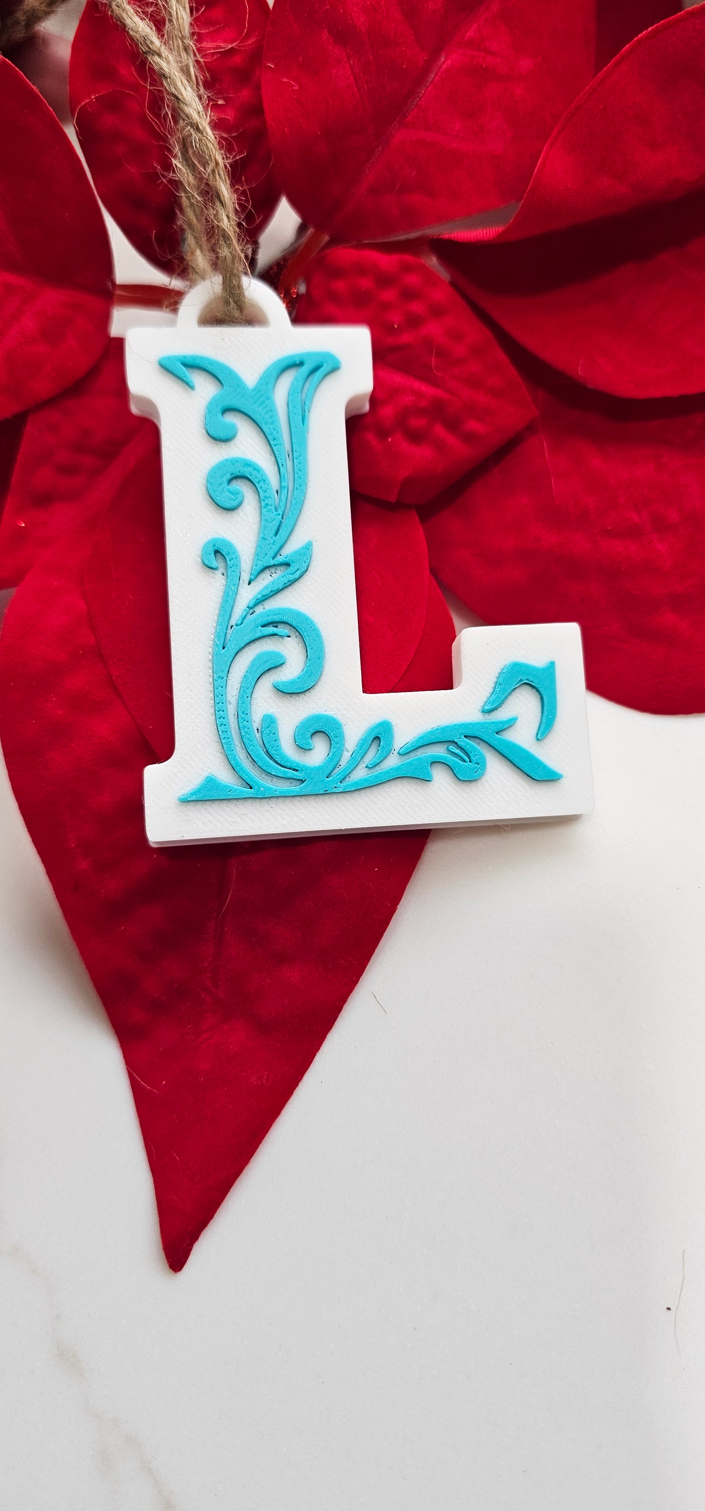 3D Print Tooled Leather Look Initial Ornament Choice of Colors