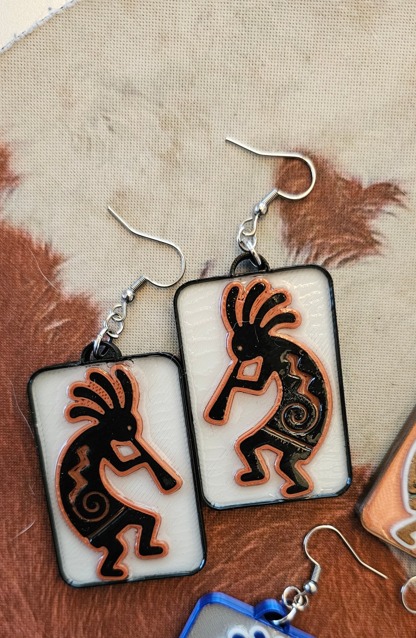 Baha Ranch 3D Print Kokopelli New Mexico Earrings Made in Americax
