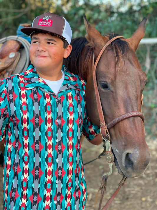 Baha Ranch Jade Aztec Men's Western Camp Shirt
