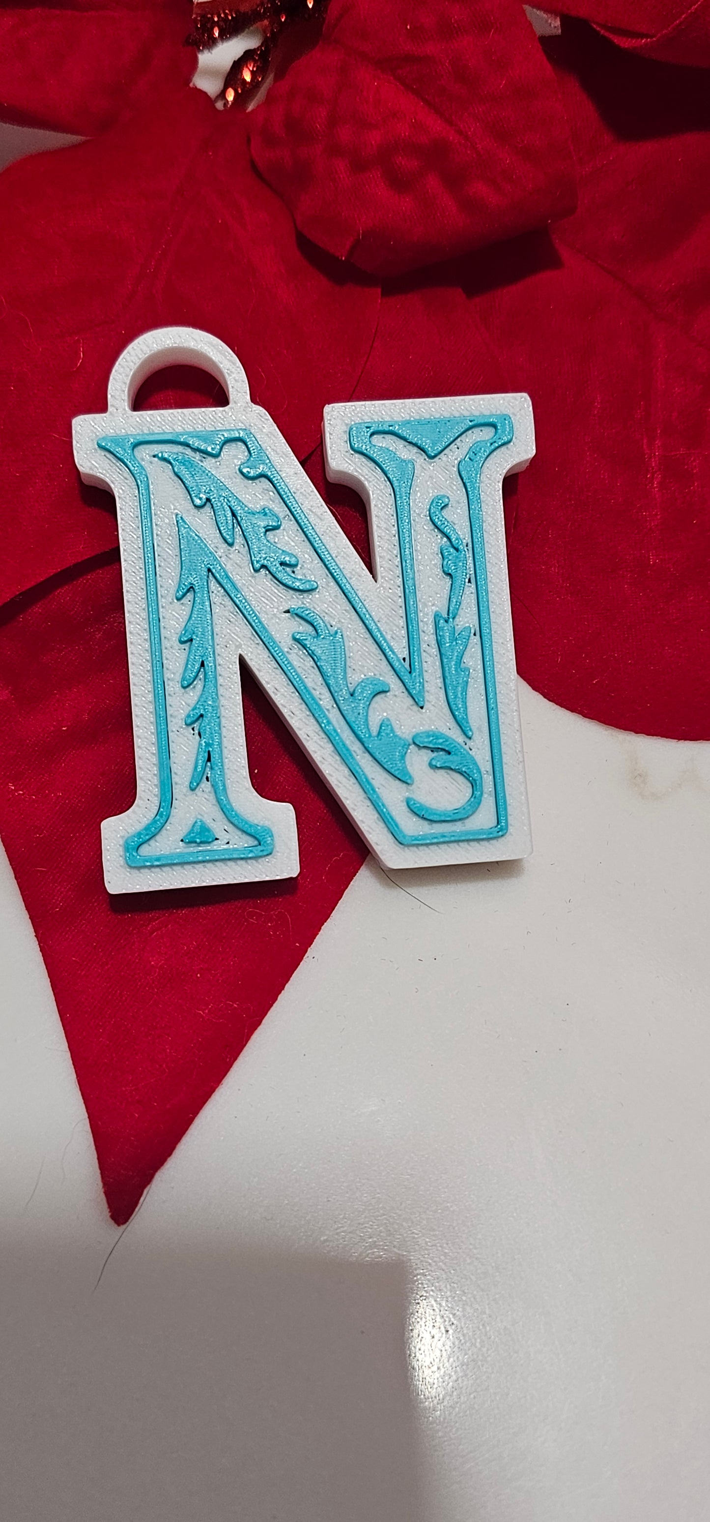 3D Print Tooled Leather Look Initial Pendant on Leather Necklace Made in America