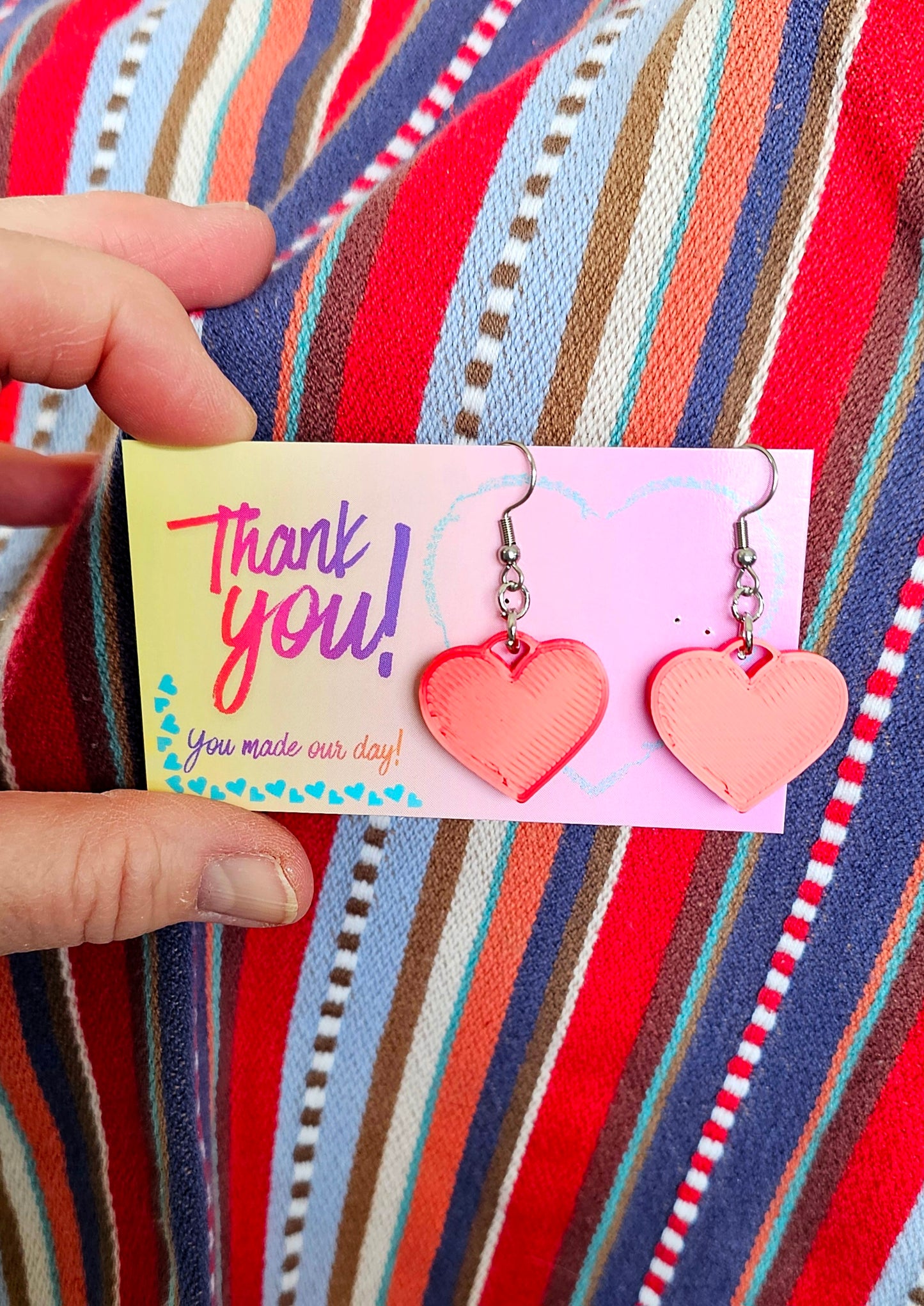 Bag of 20 -Boutique 3d Printed Package Inserts Heart Dangle Earrings Made in America