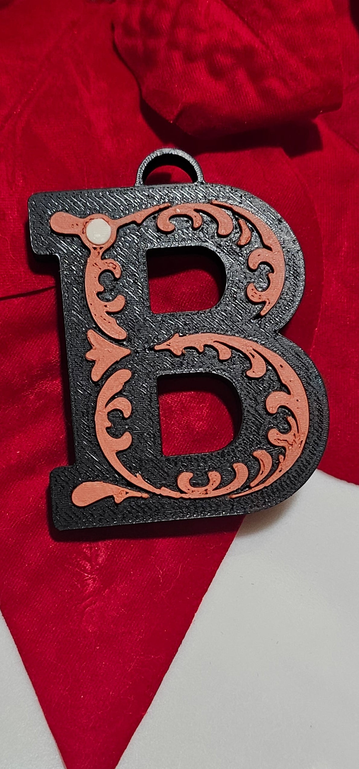 3D Print Tooled Leather Look Initial Keychain Made in America