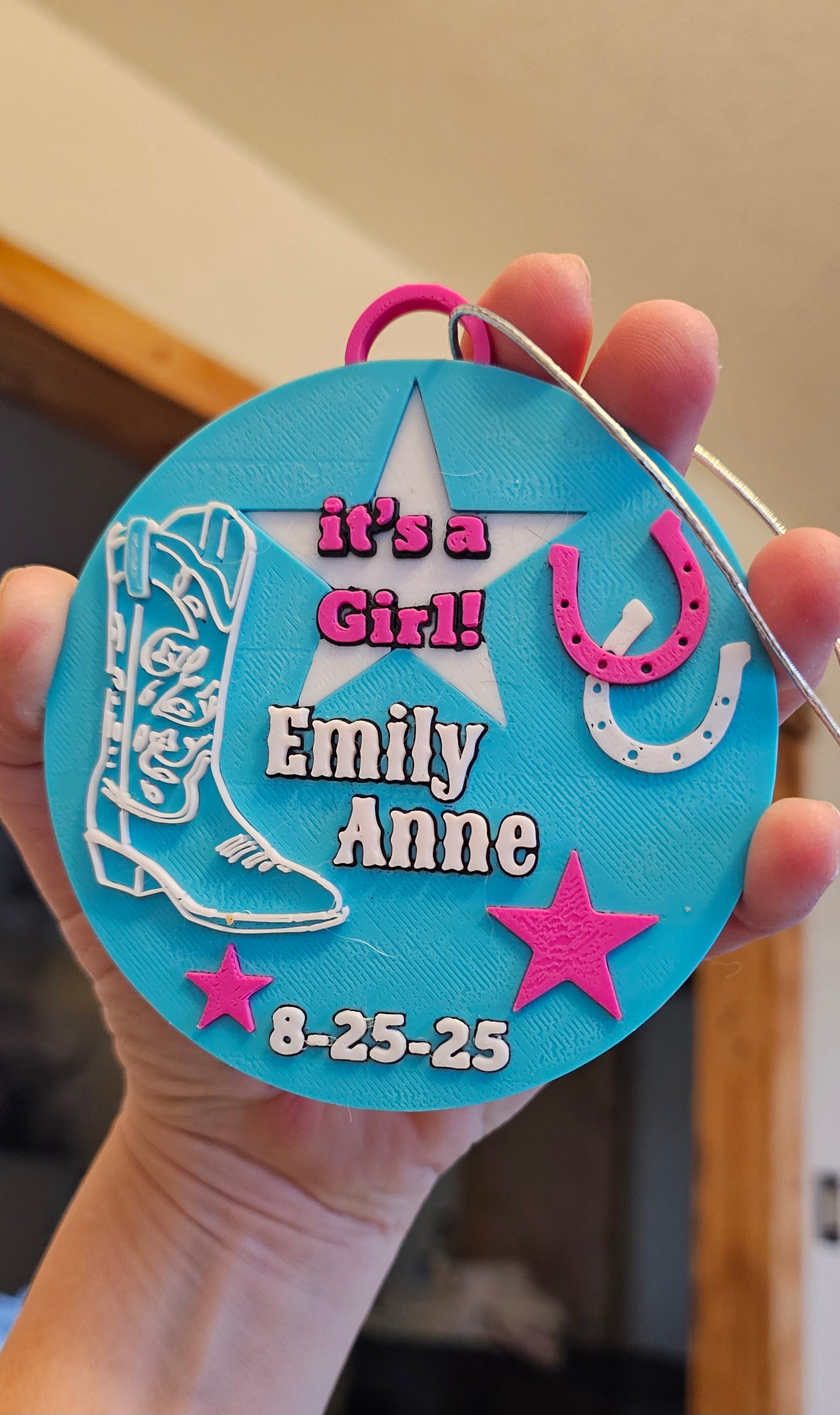 3D Print Personalized Birth New Baby Announcement Gift Favor Ornament
