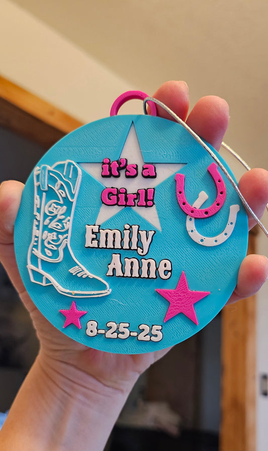 3D Print Personalized Birth New Baby Announcement Gift Favor Ornament