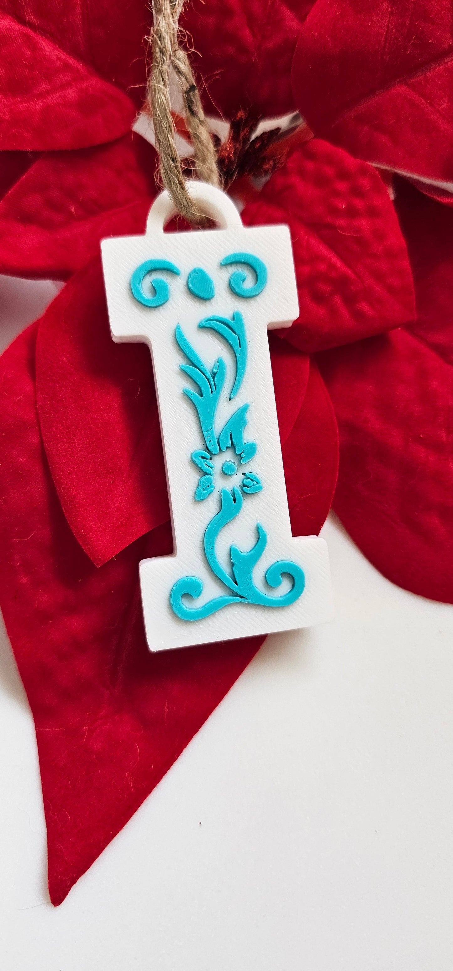 3D Print Tooled Leather Look Initial Ornament Choice of Colors