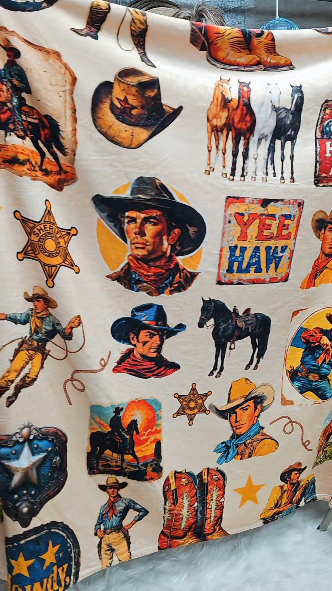 Cowboy Collage Ultra-Soft Micro Fleece Blanket 60" x 80" Made in America