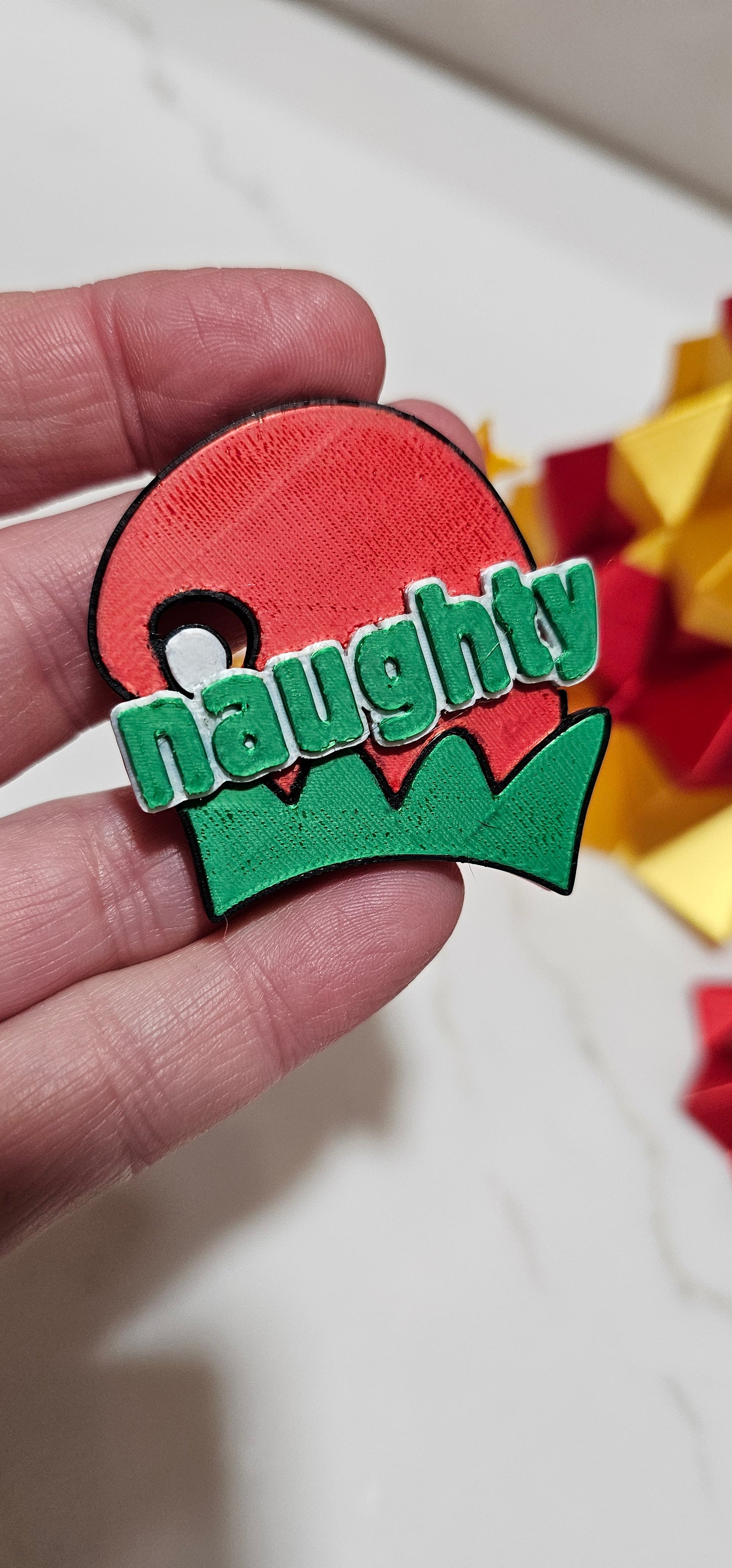 set of 4 Naughty Nice Candy Cane HOHOHO Hat Pins Christmas Made in America