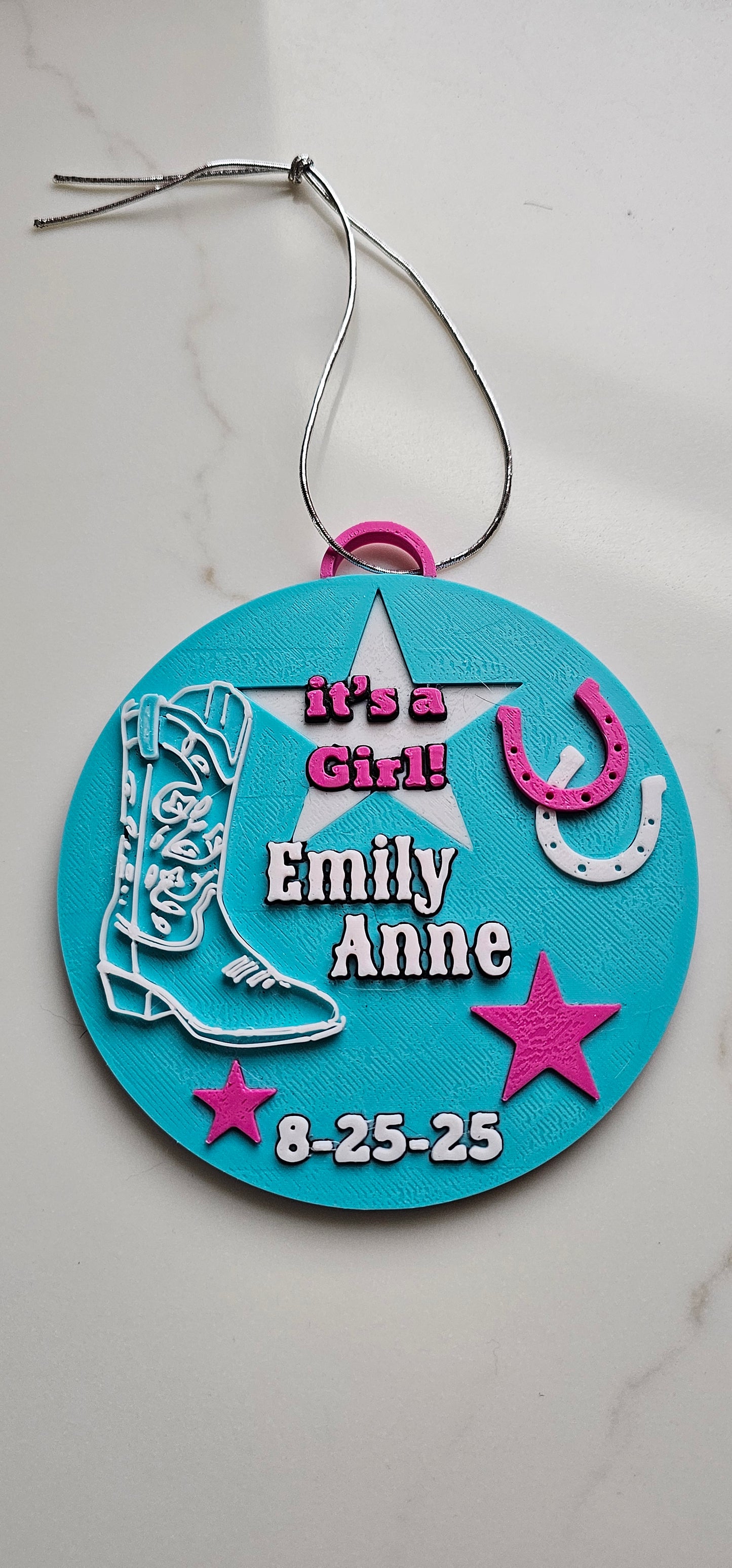 3D Print Personalized Birth New Baby Announcement Gift Favor Ornament