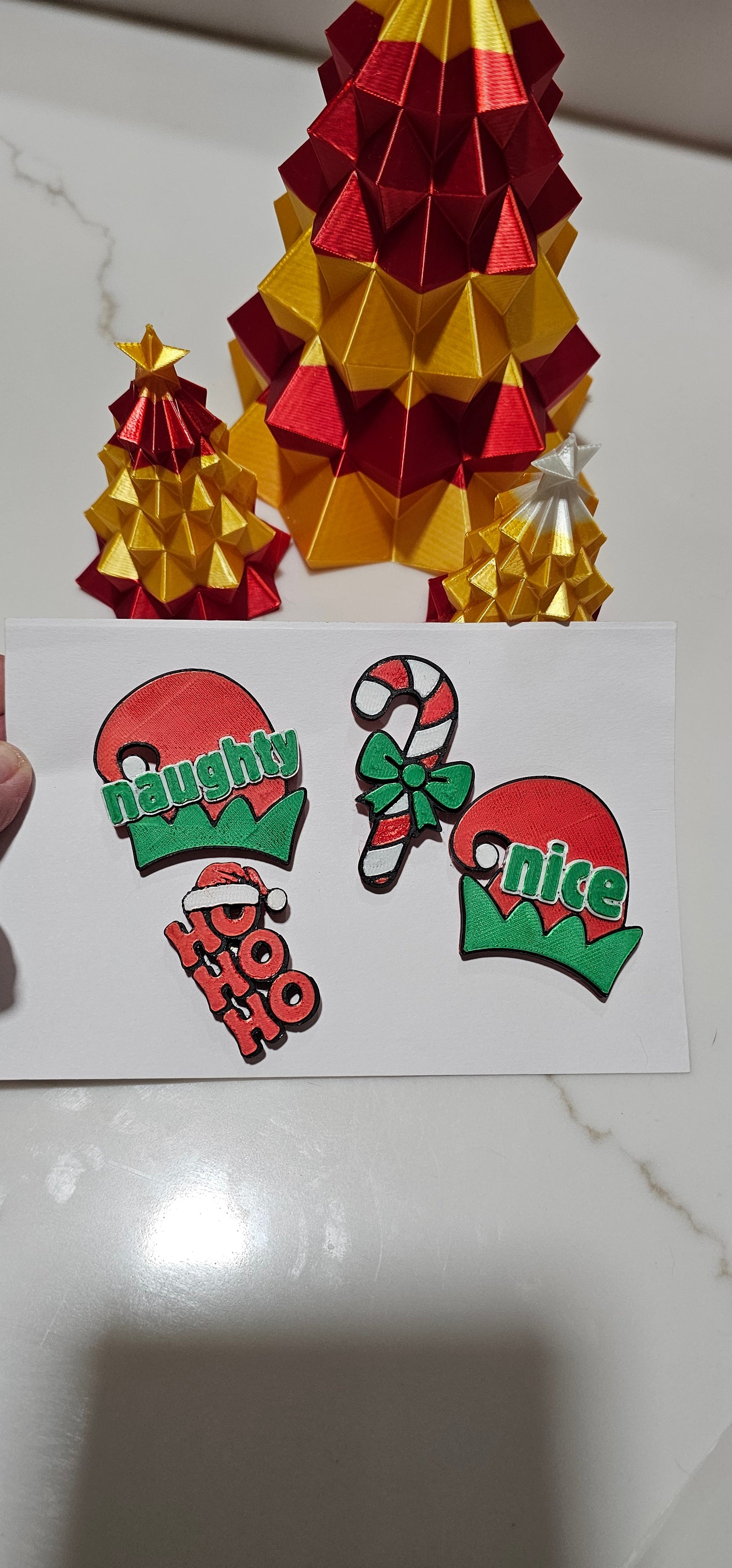set of 4 Naughty Nice Candy Cane HOHOHO Hat Pins Christmas Made in America