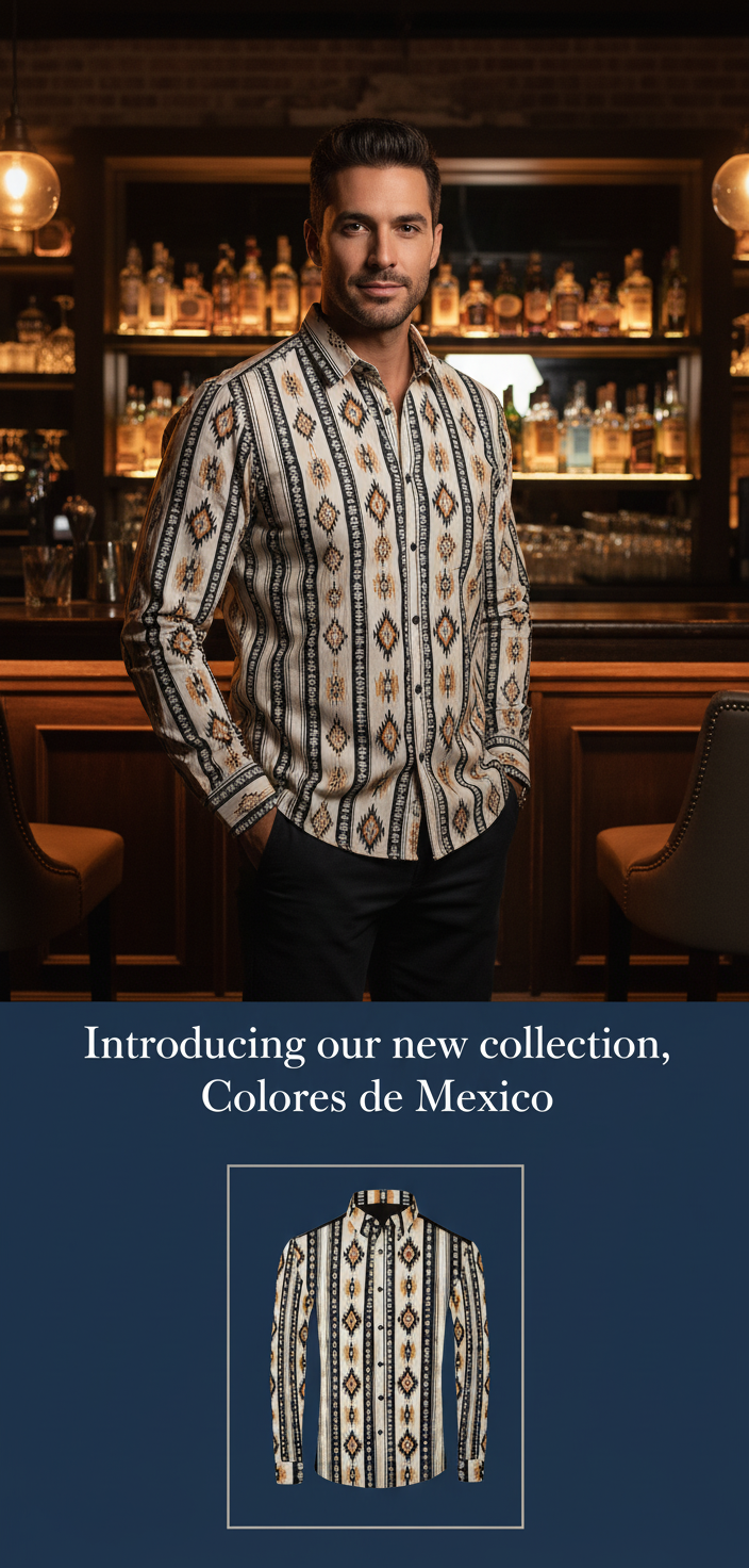 Colores De Mexico Mariachi Aztec Button Up Shirt