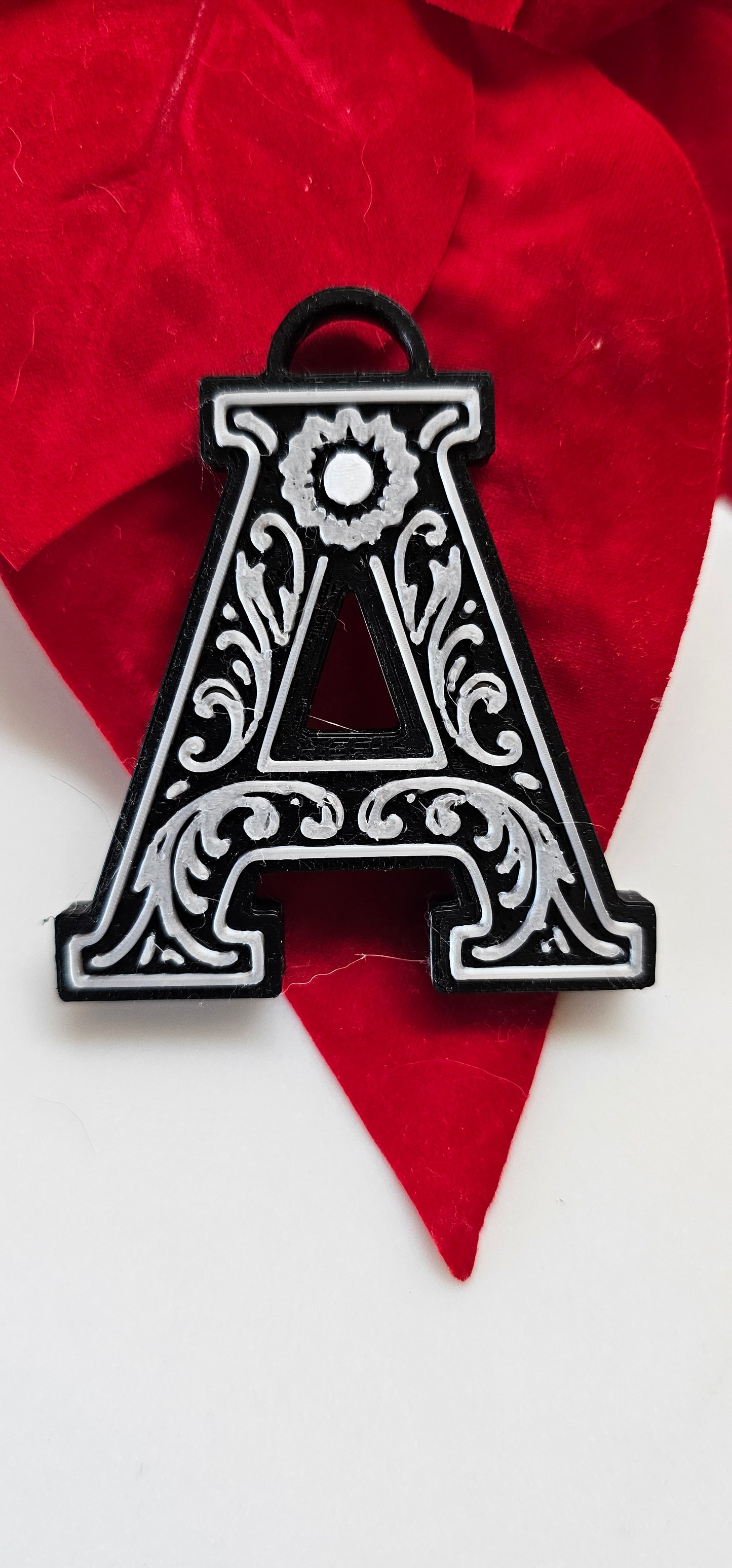 3D Print Tooled Leather Look Initial Pendant on Leather Necklace Made in America