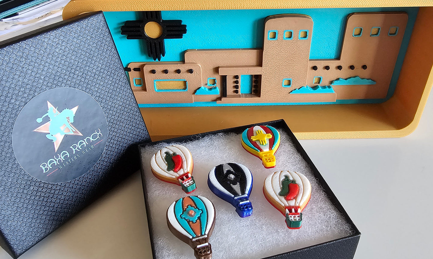 Set of 5 3D Printed Hot Air Balloon Fiesta Pins