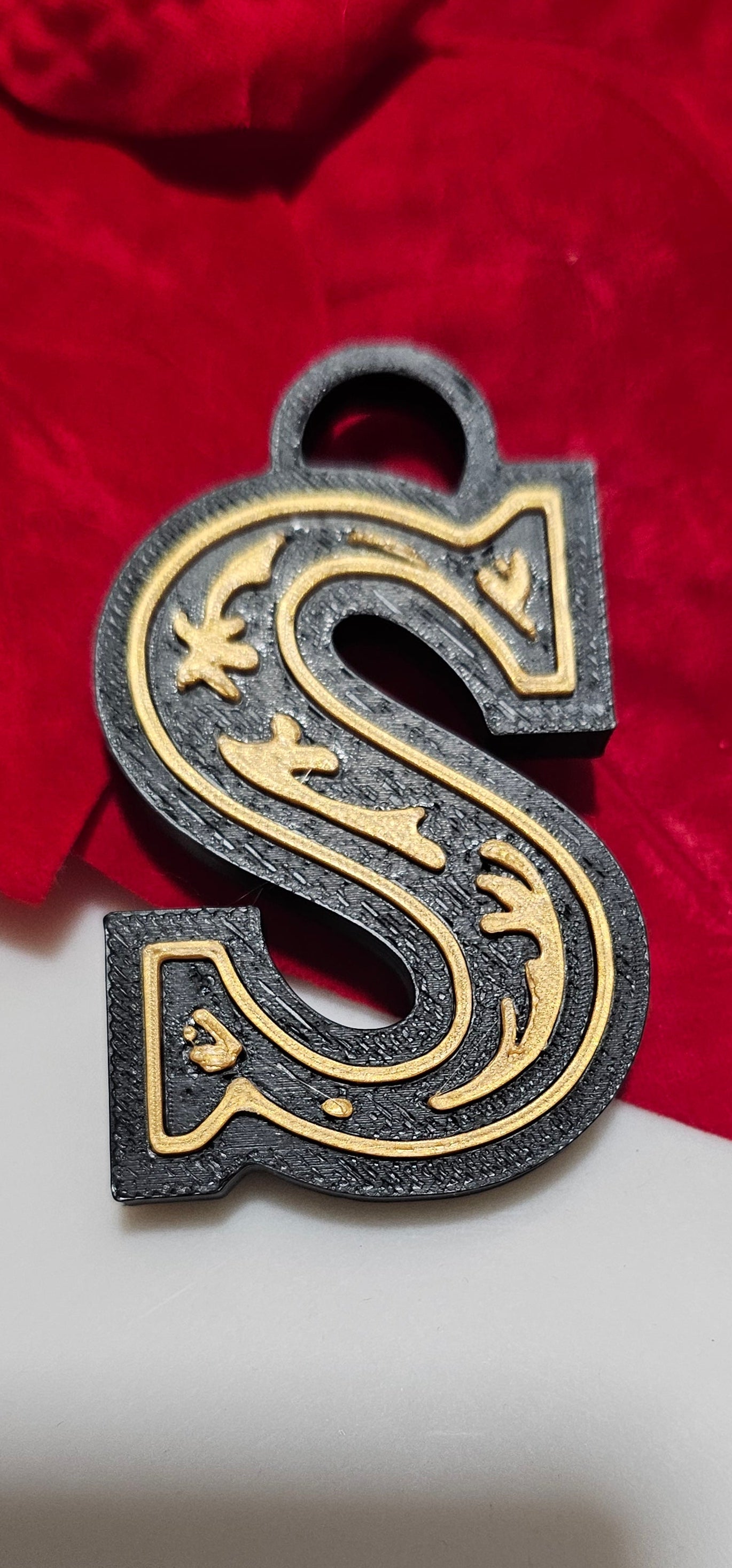 3D Print Tooled Leather Look Initial Ornament Choice of Colors