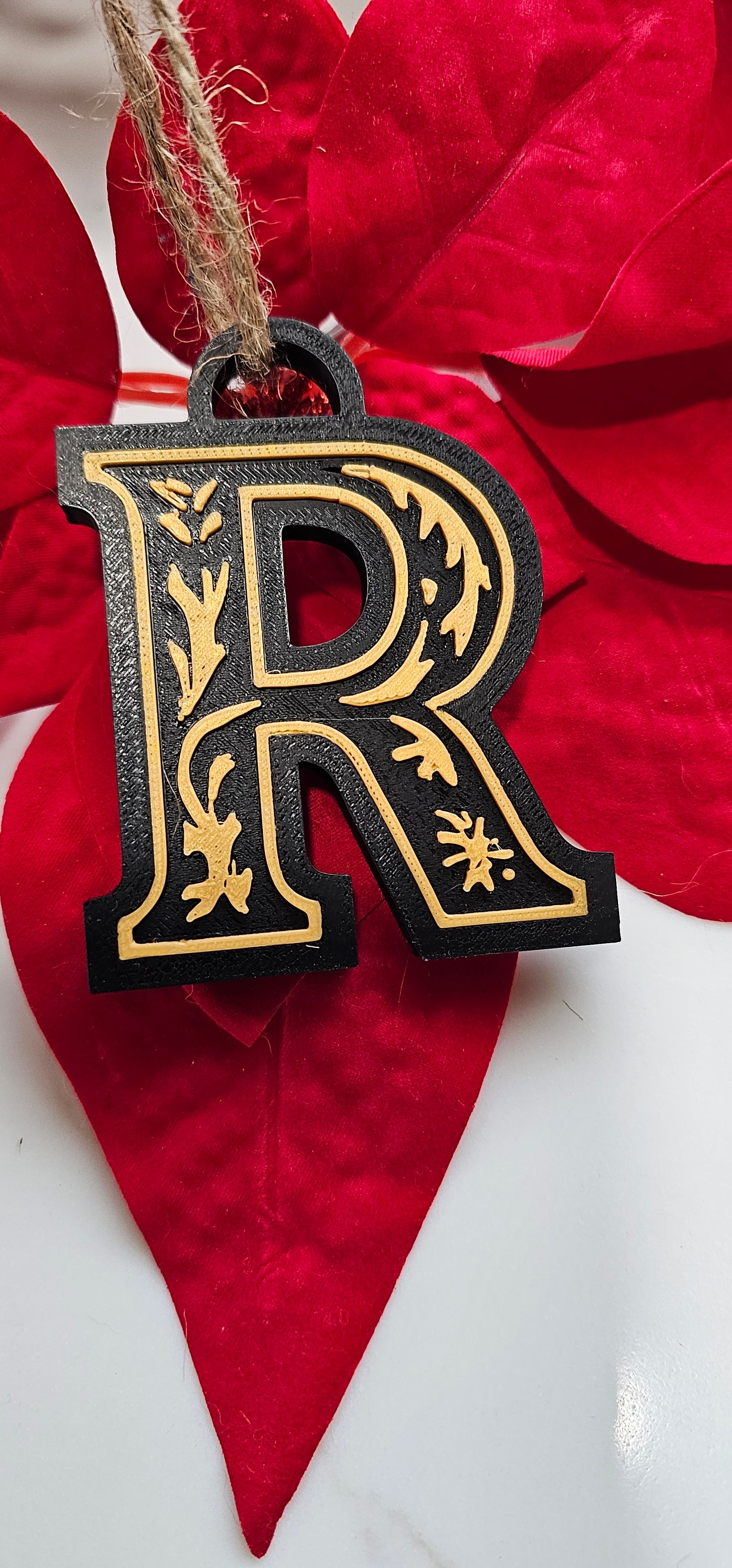 3D Print Tooled Leather Look Initial Ornament Choice of Colors