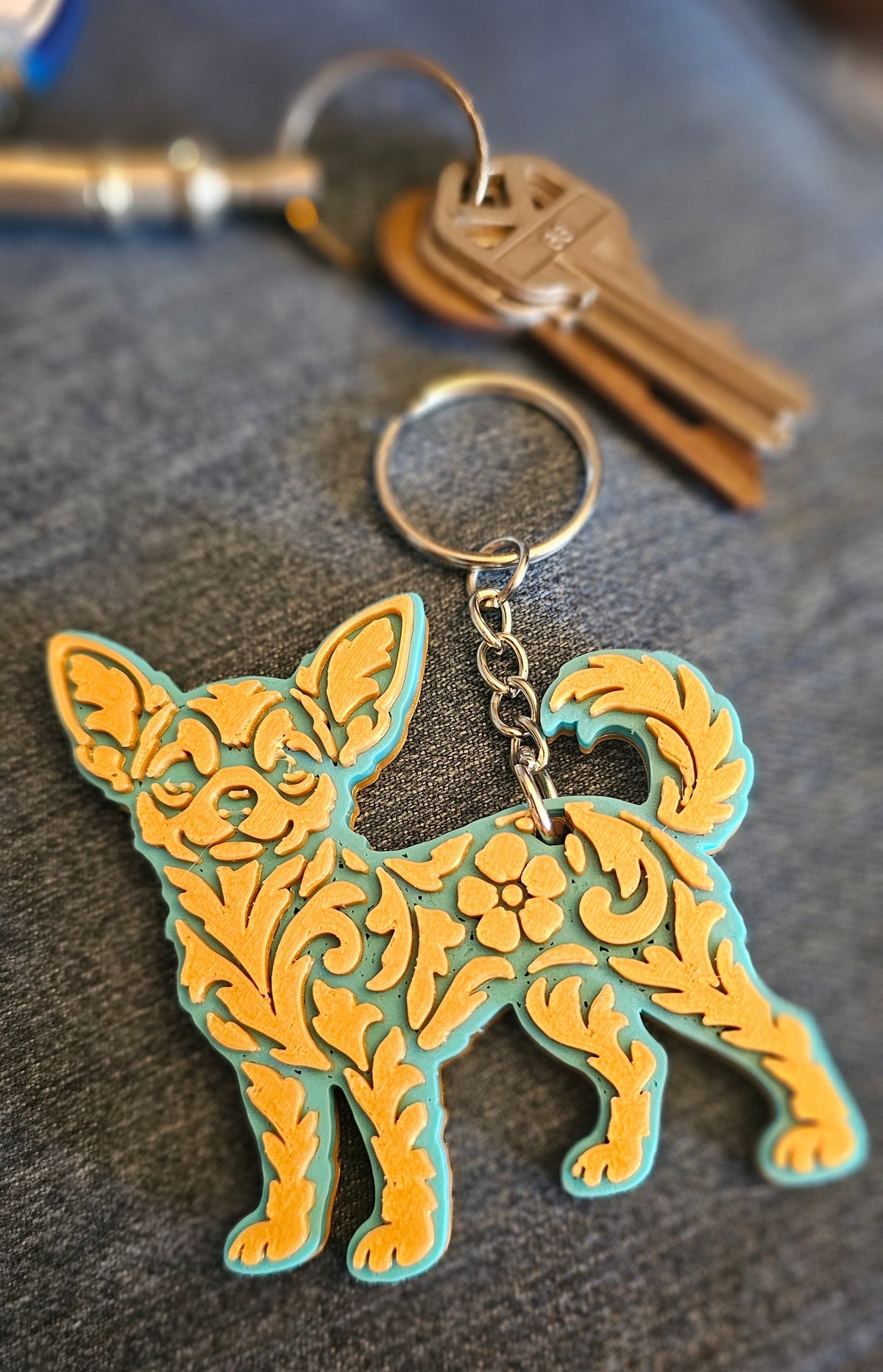 3D Print Chihuahua Tooled Keychain Made in America