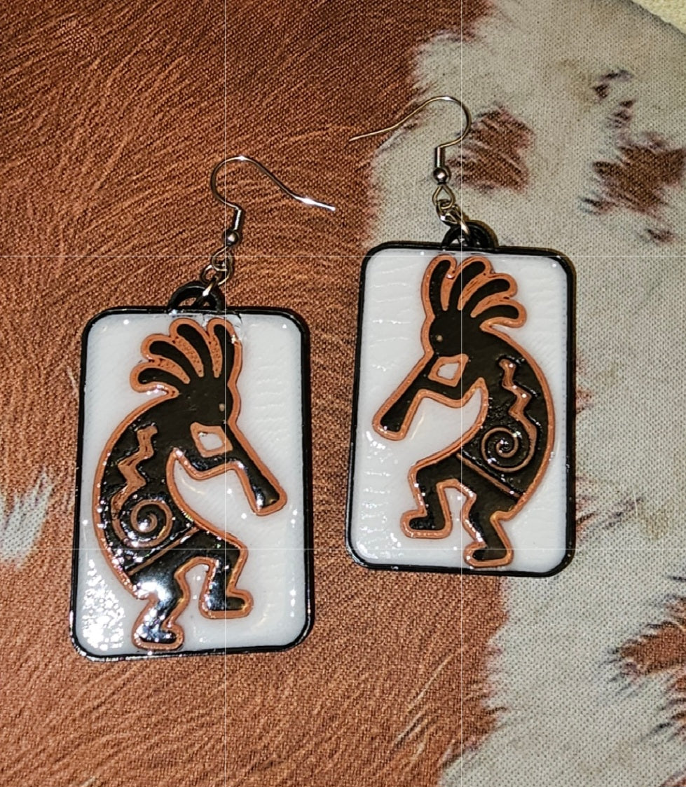 Baha Ranch 3D Print Kokopelli New Mexico Earrings Made in Americax