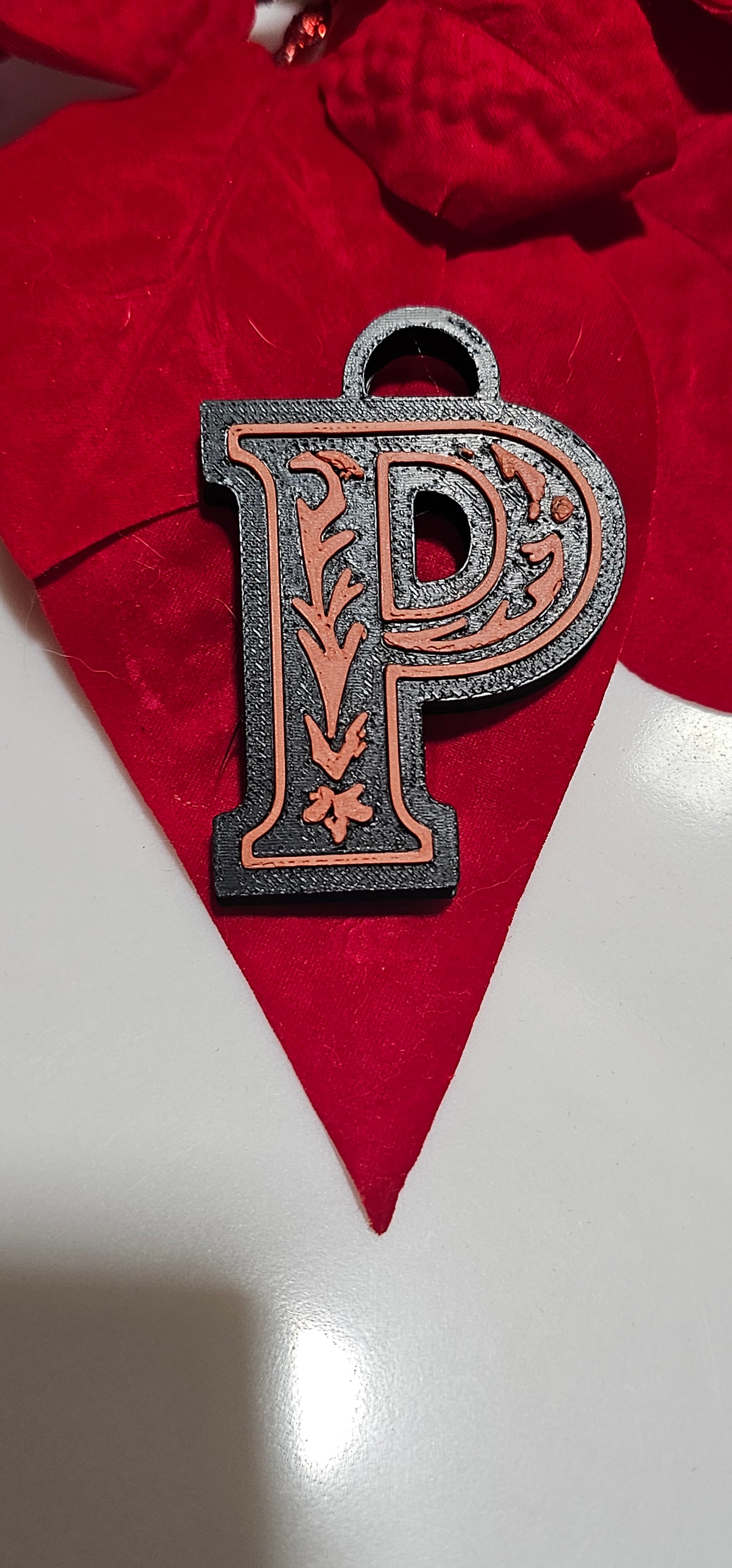 3D Print Tooled Leather Look Initial Pendant on Leather Necklace Made in America