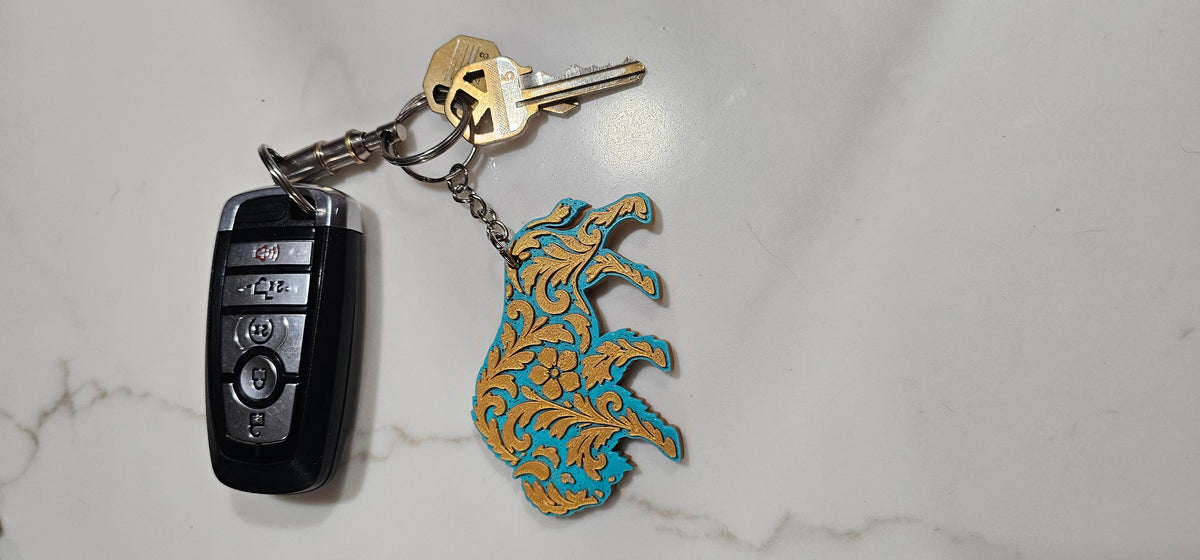 3D Print Tooled Buffalo Bison Keychain Made in America