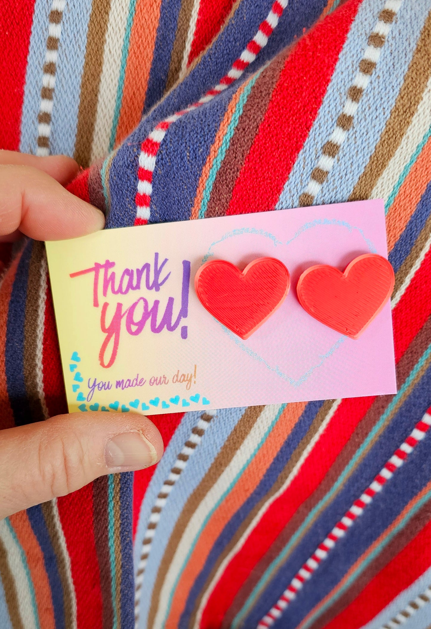 Bag of 20 -Boutique 3d Printed Package Inserts Heart Posts Earrings Made in America