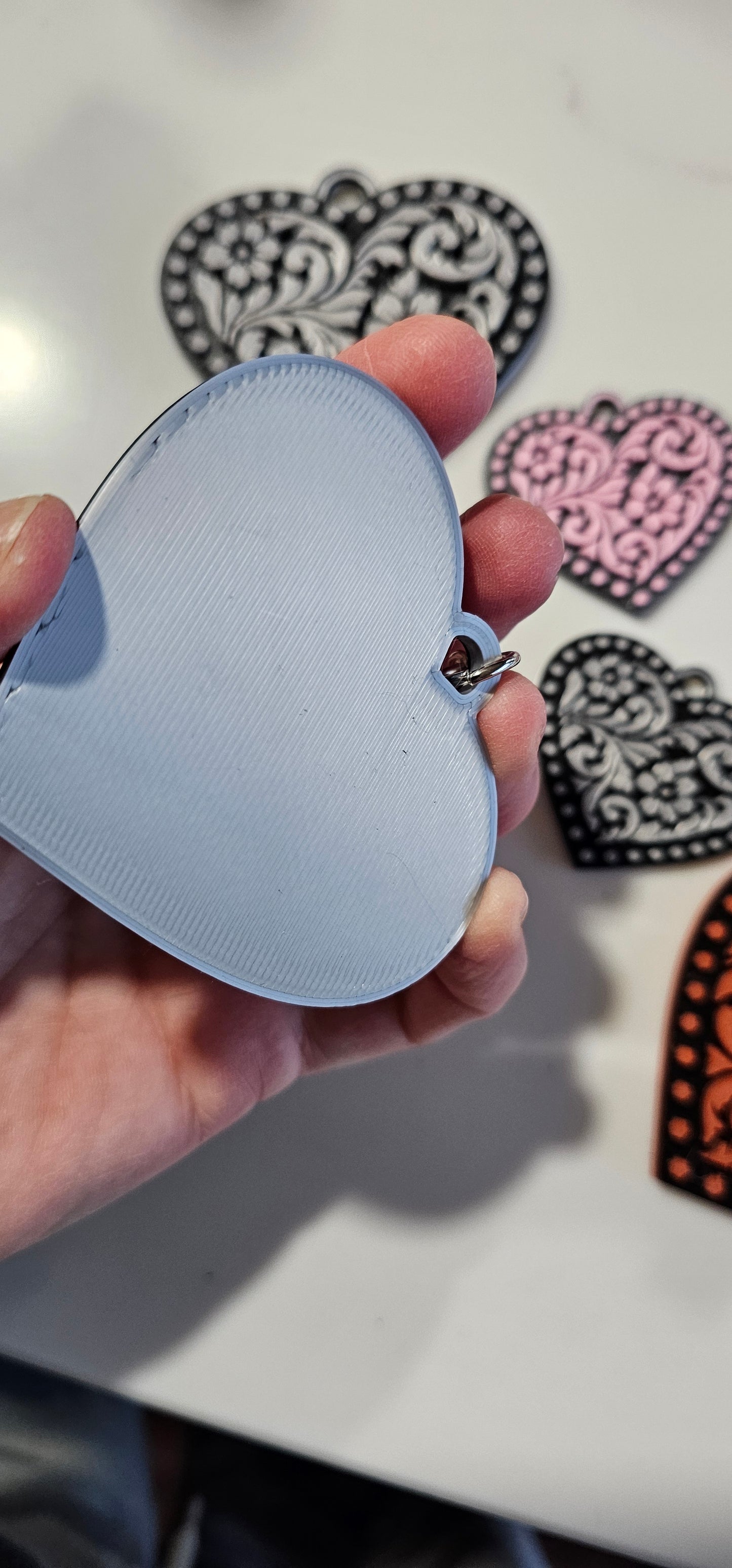3d Printed Tooled Cowboy Cowgirl Heart  Keychain or Purse Charm
