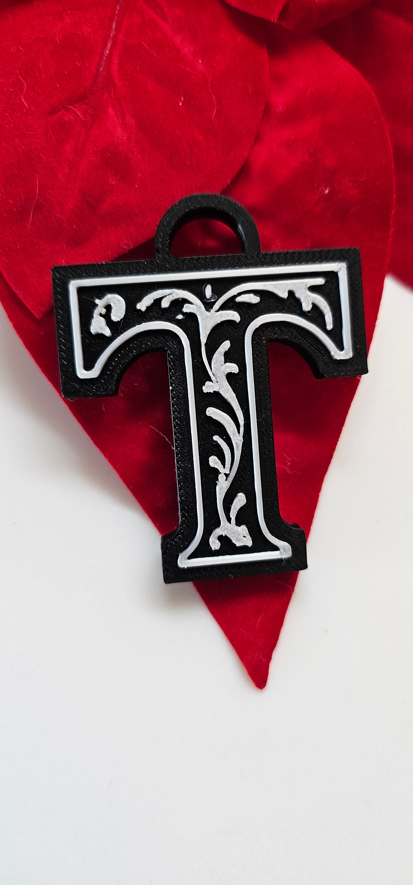 3D Print Tooled Leather Look Initial Pendant on Leather Necklace Made in America