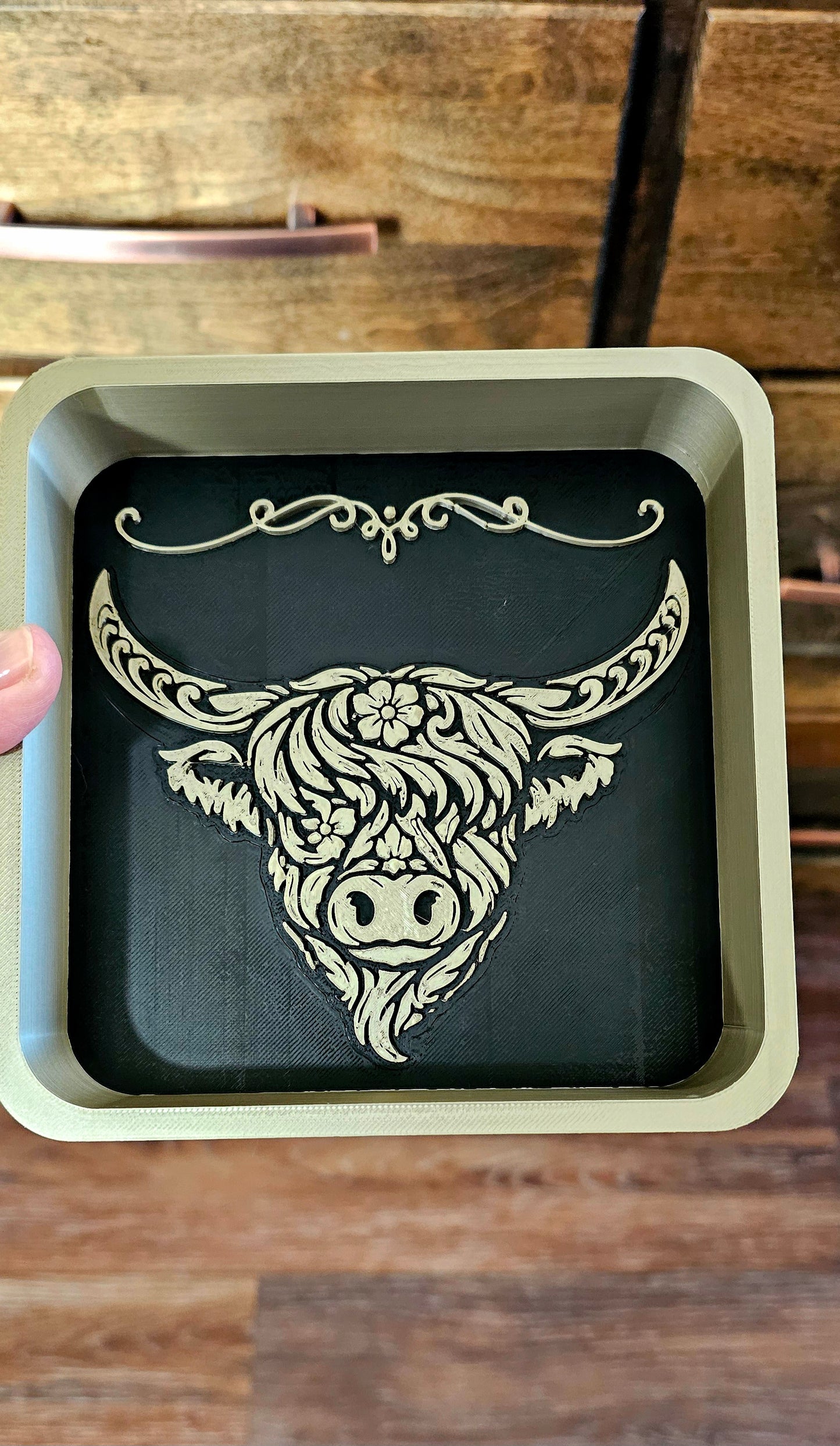 Baha Ranch Highland Cow Cattle Accessory Tray Western - choice of colors - Made in America