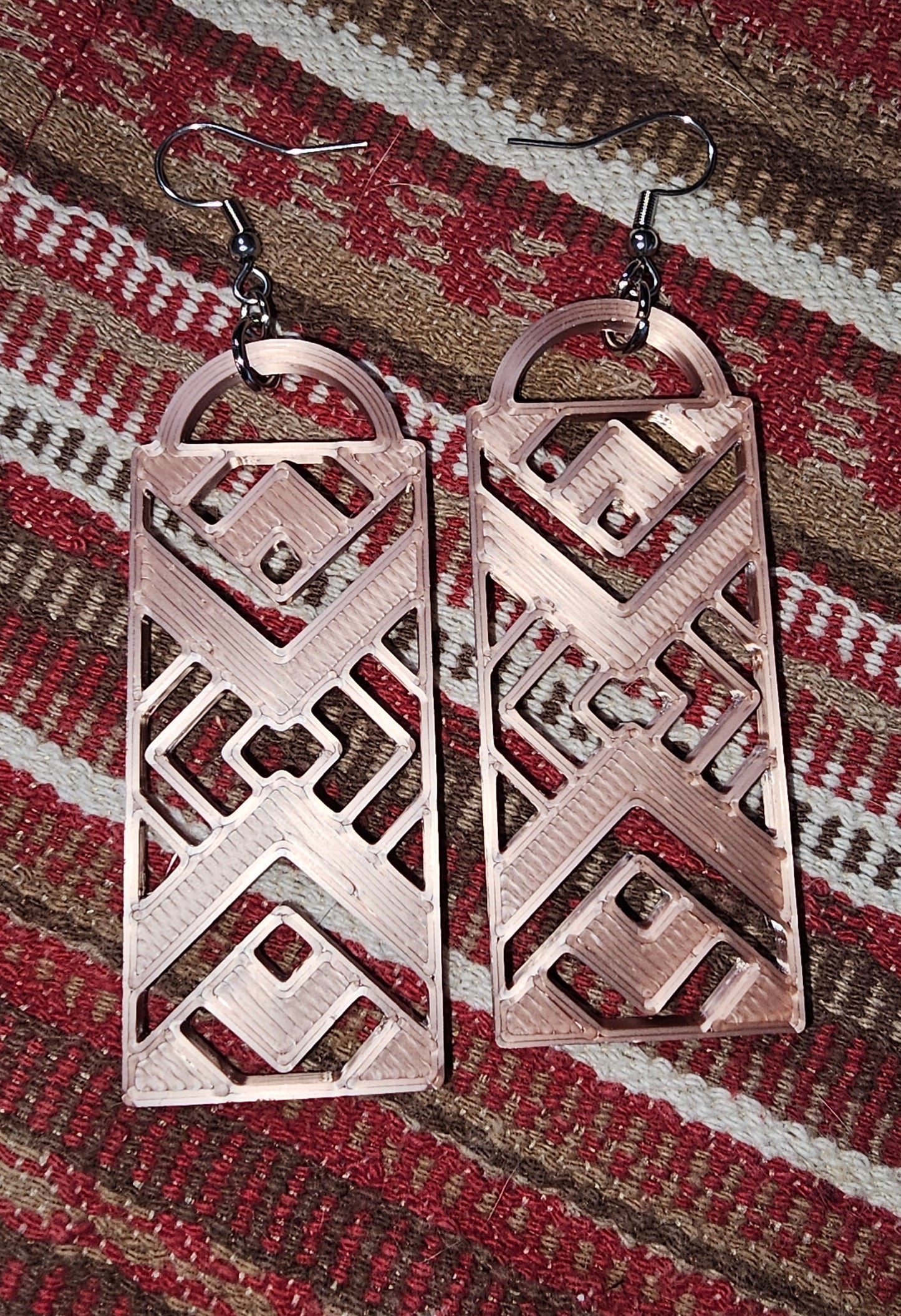 3D Print Southwest Aztec Western Earrings Made in America choice of colors