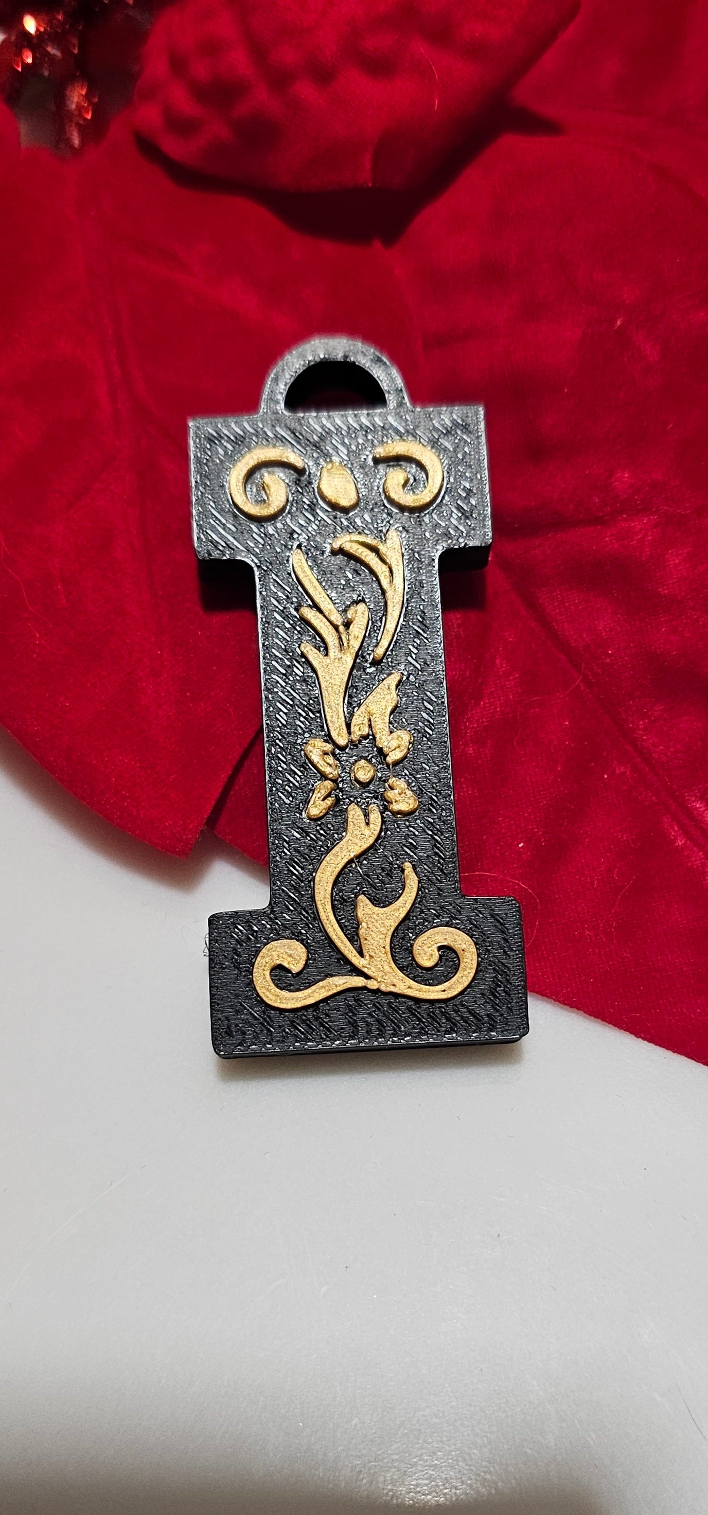 3D Print Tooled Leather Look Initial Ornament Choice of Colors