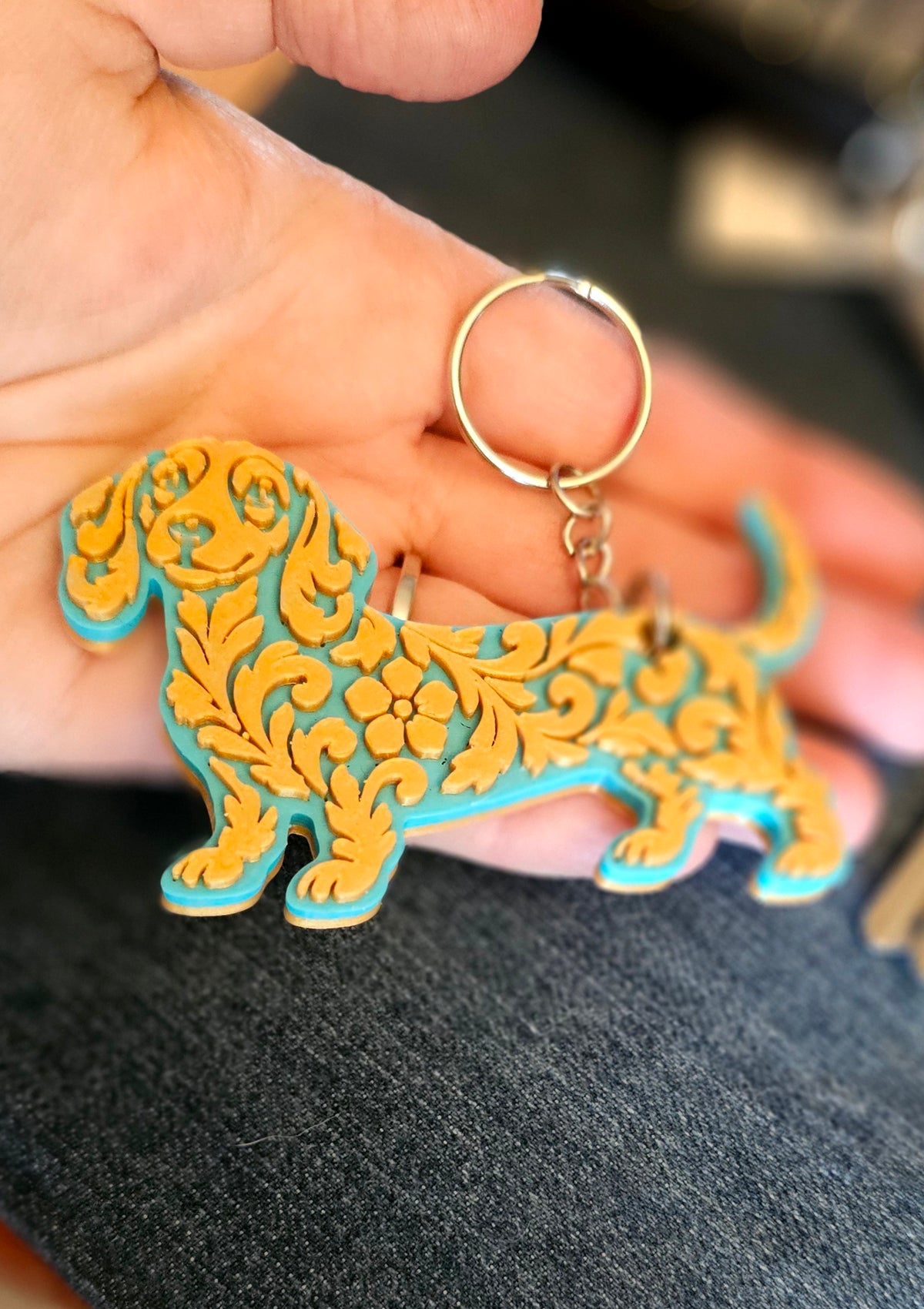 3D Print Dachshund Weiner Dog Tooled Keychain Made in America