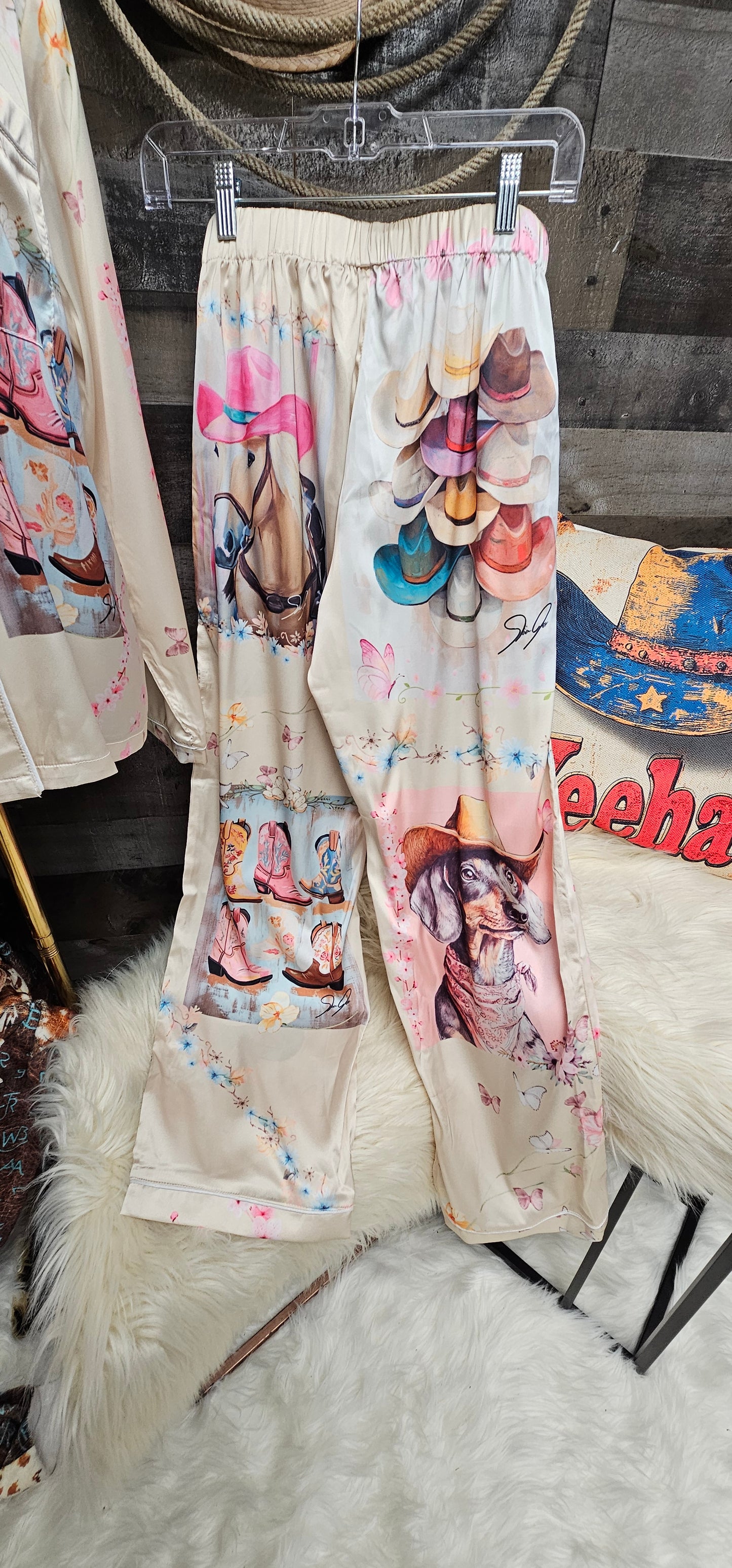 Danilo Painted Cowgirl Satin Long Pajamas