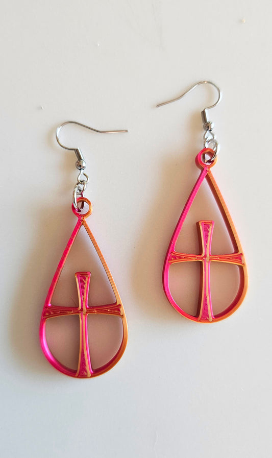 3D Print Christian Cross Faith Earrings Made in America