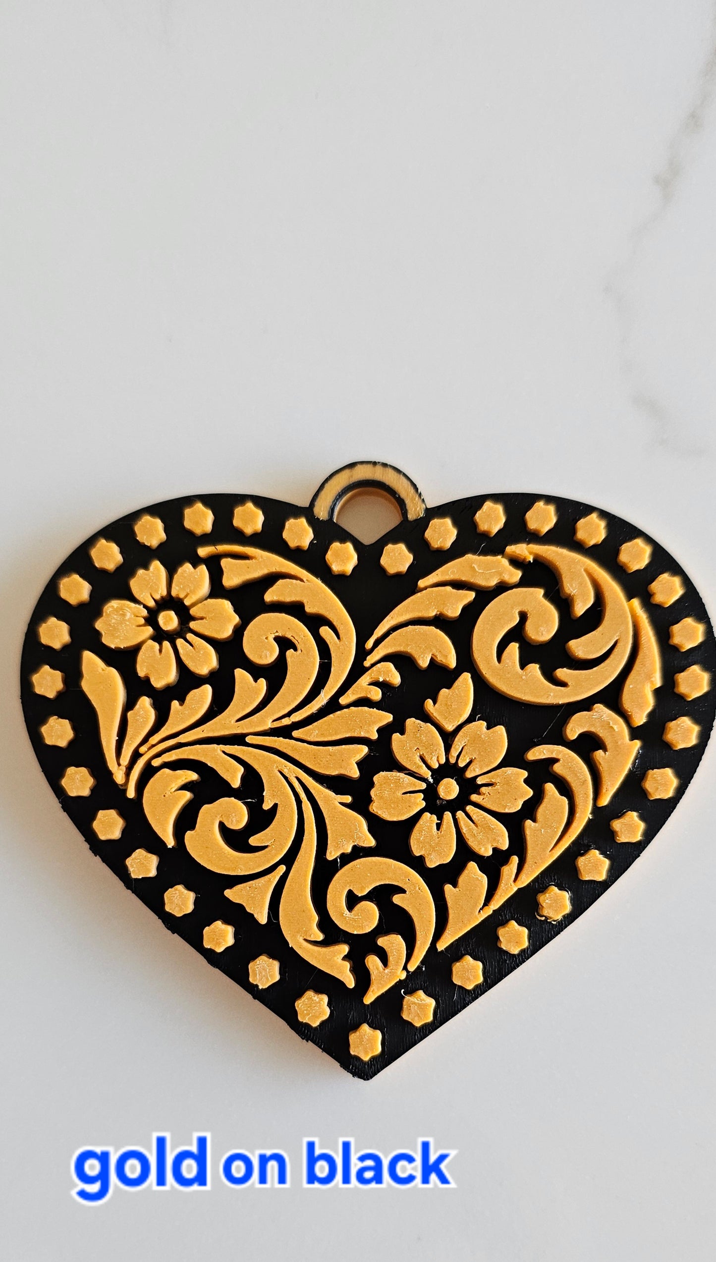 3d Printed Tooled Cowboy Cowgirl Heart  Keychain or Purse Charm