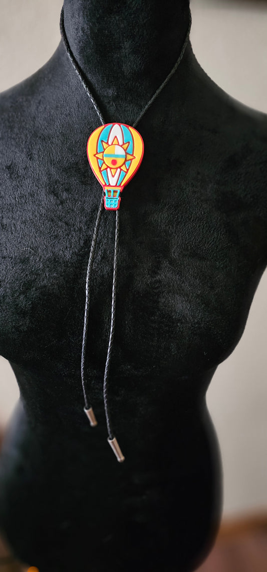 Albuquerque Balloon Fiesta 3D Hot Air Balloon Sunface Bolo Tie Necklace