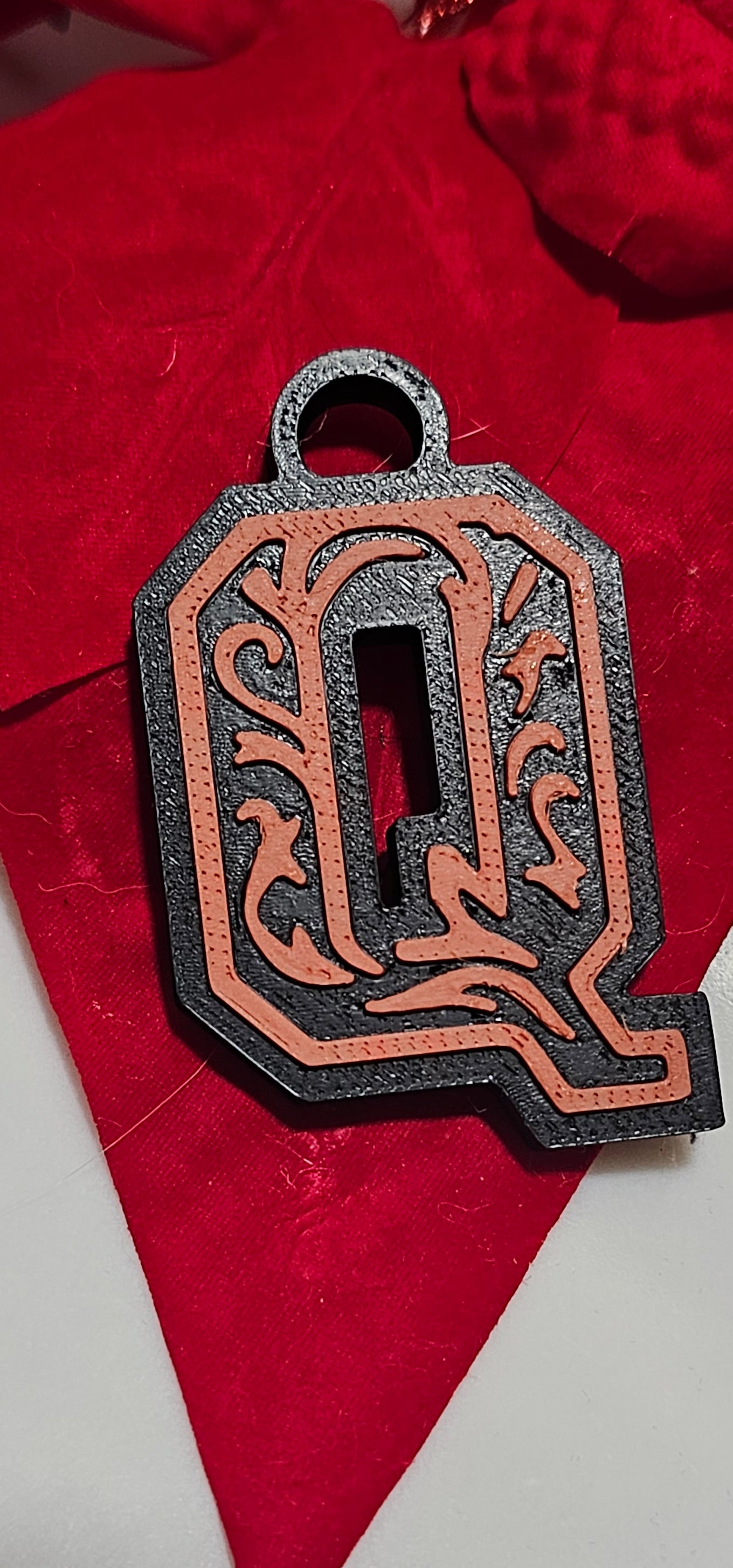3D Print Tooled Leather Look Initial Ornament Choice of Colors